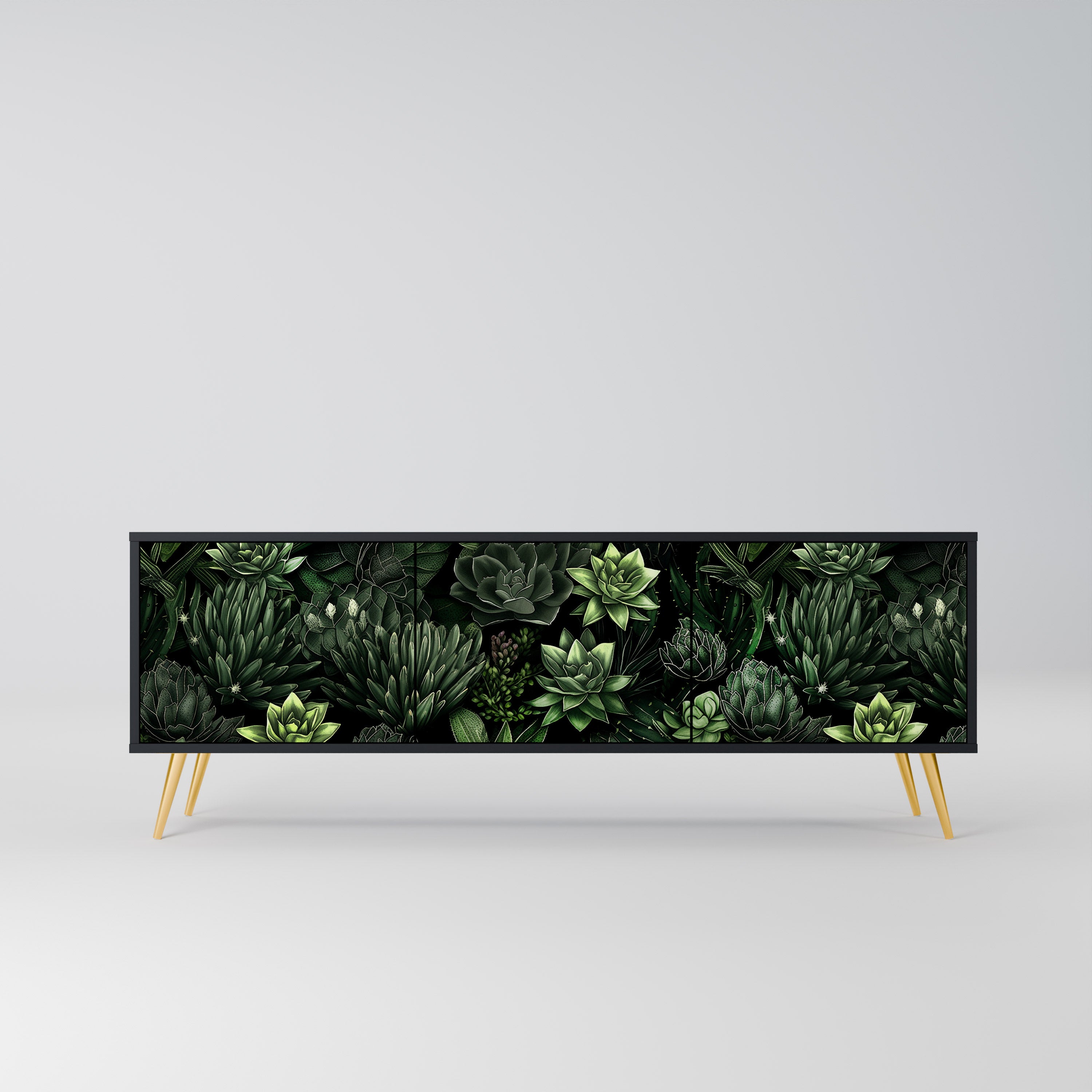 SUCCULENT JUNGLE Szafka RTV 3-drzwiowa korpus Czarny