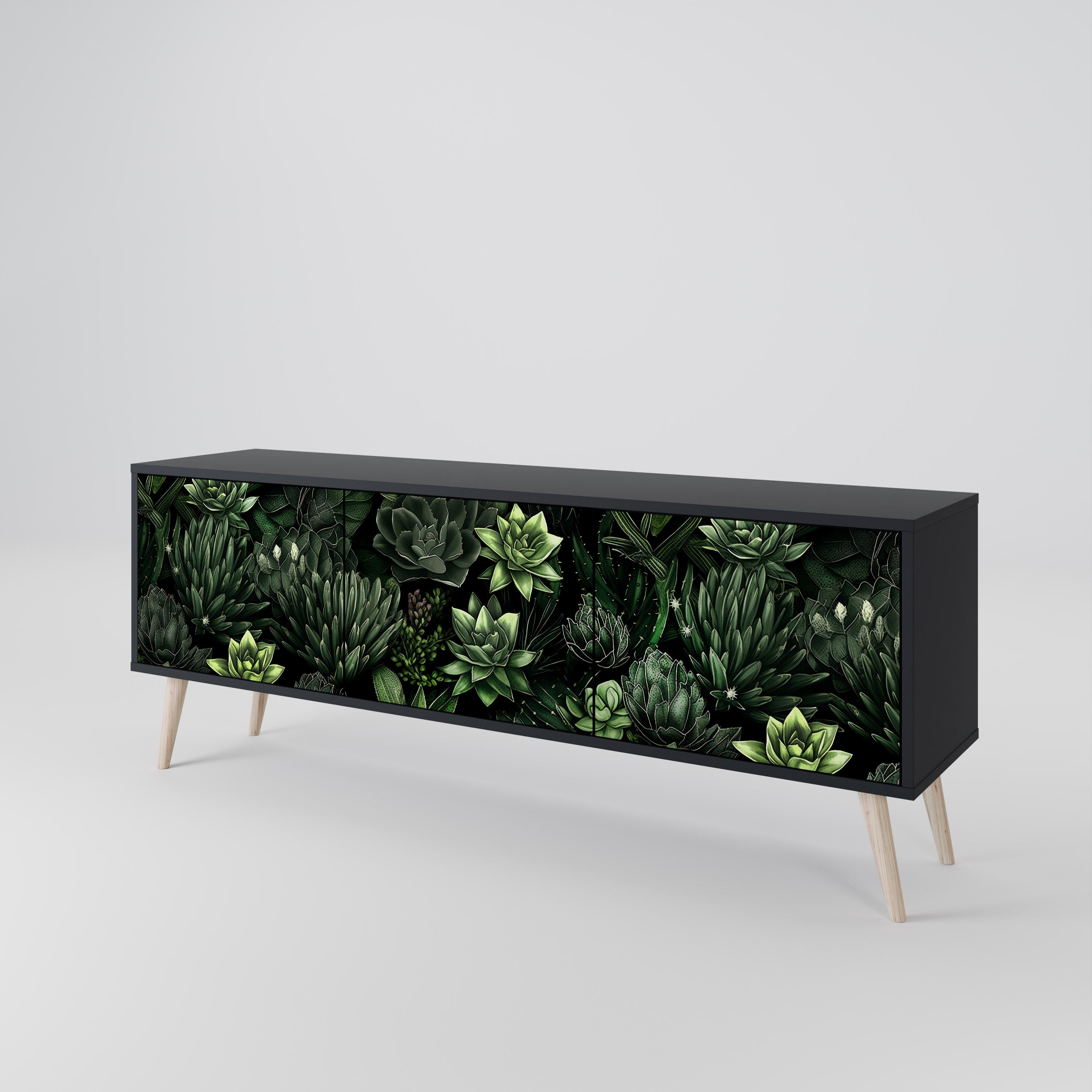 SUCCULENT JUNGLE Szafka RTV 3-drzwiowa korpus Czarny