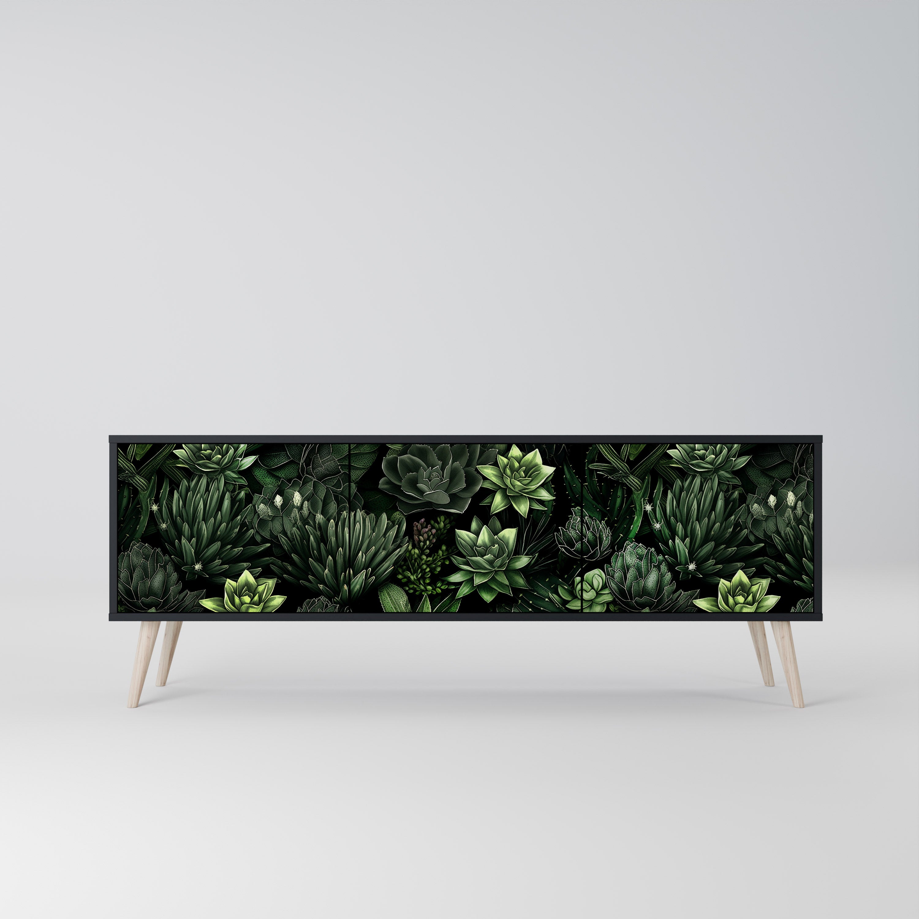 SUCCULENT JUNGLE Szafka RTV 3-drzwiowa korpus Czarny