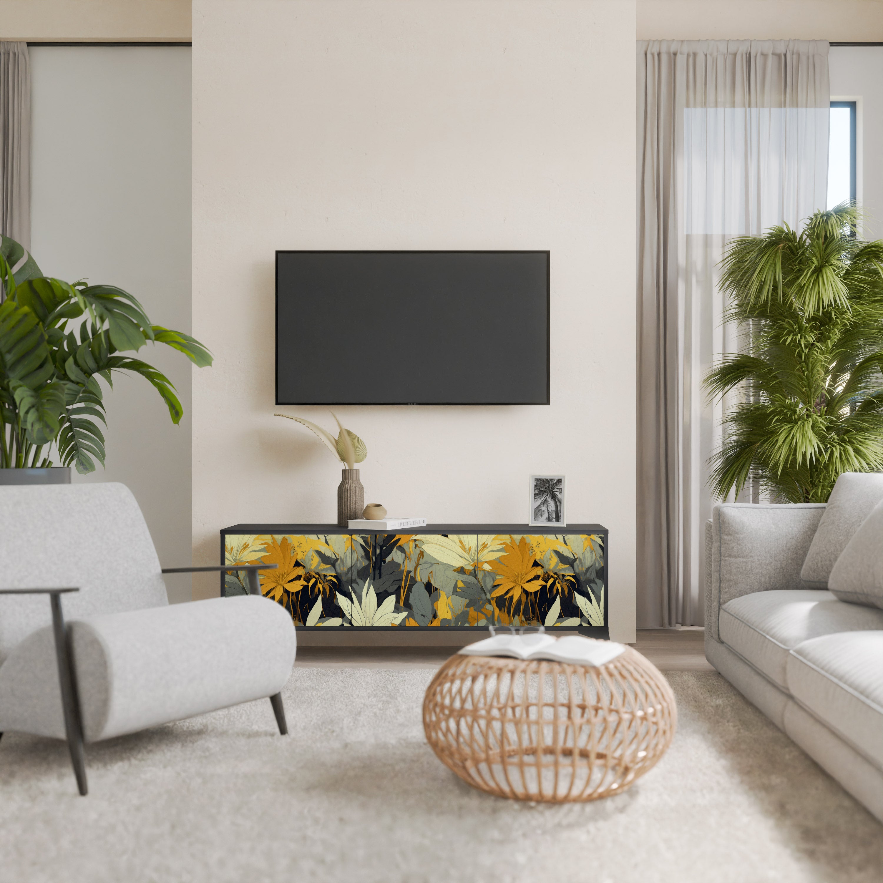 SUNKISSED LILY Szafka RTV 3-drzwiowa korpus Czarny