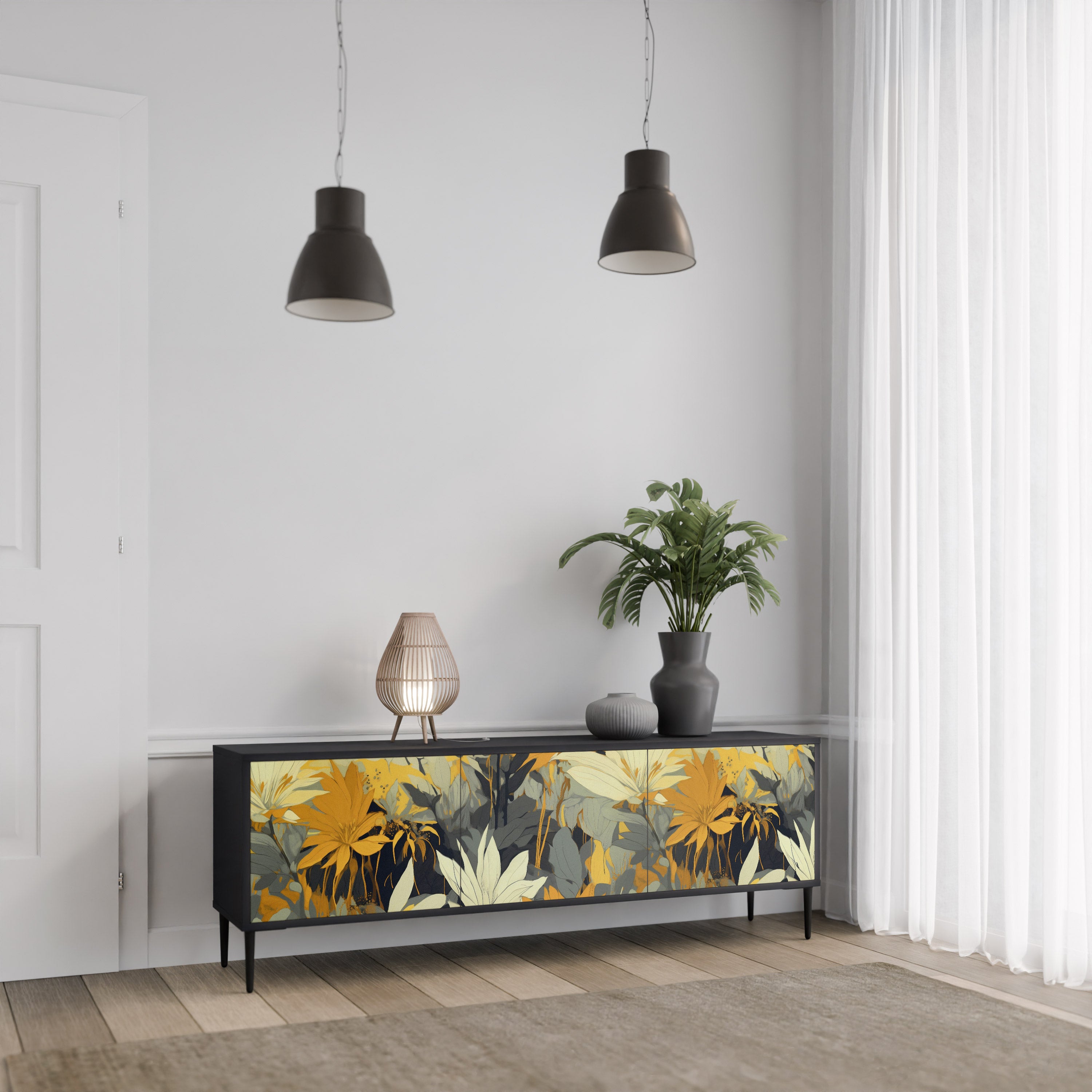 SUNKISSED LILY Szafka RTV 3-drzwiowa korpus Czarny