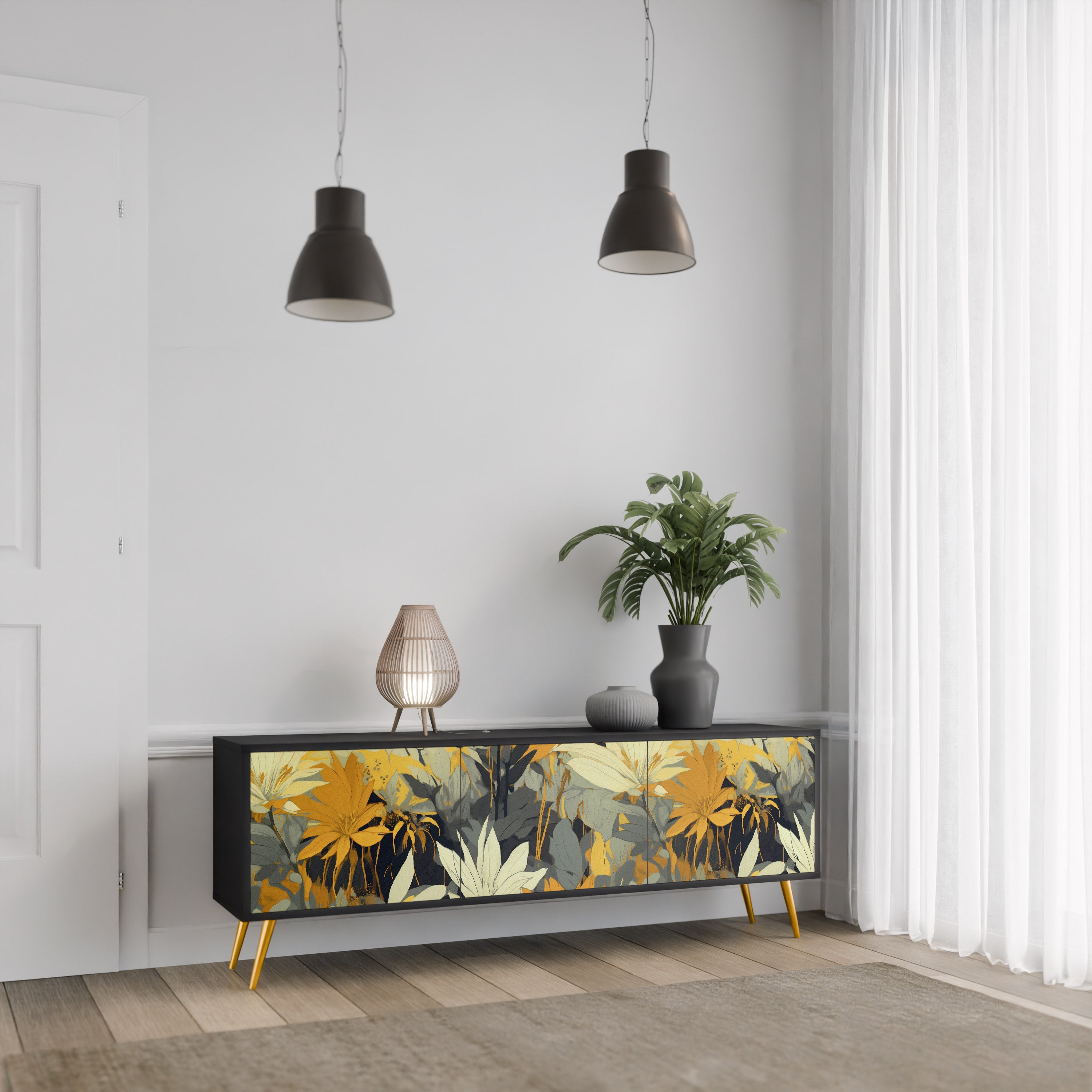 SUNKISSED LILY Szafka RTV 3-drzwiowa korpus Czarny