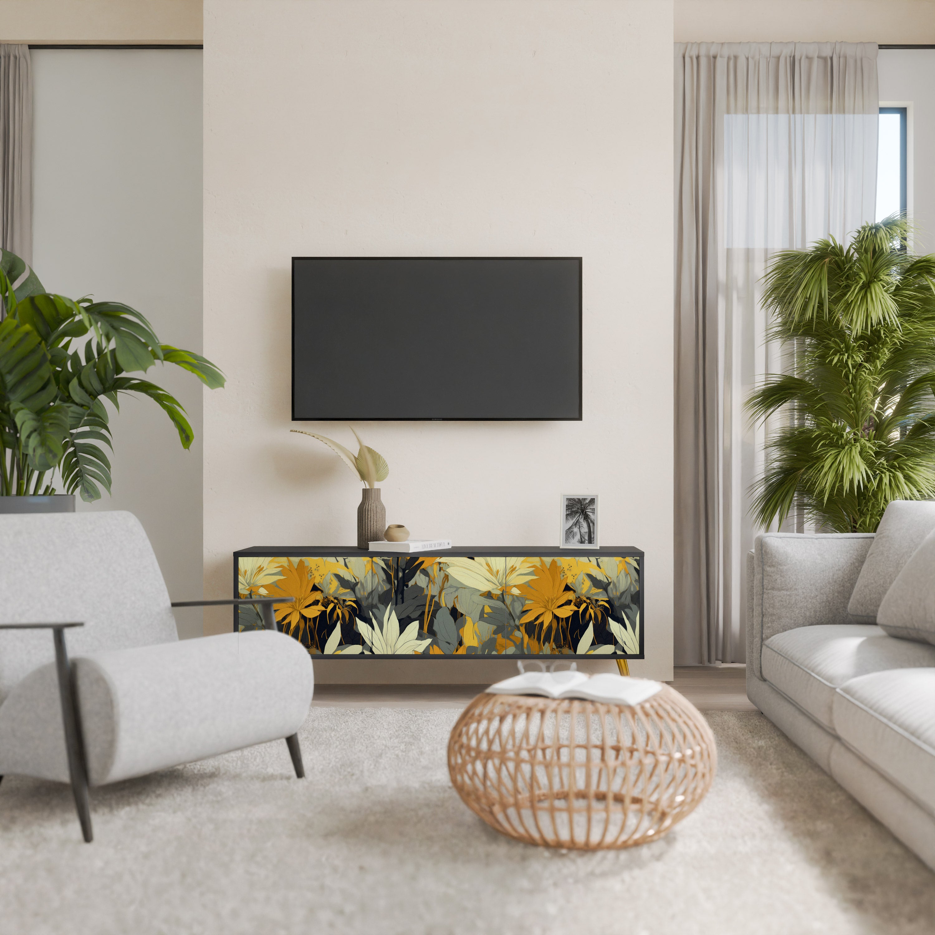 SUNKISSED LILY Szafka RTV 3-drzwiowa korpus Czarny