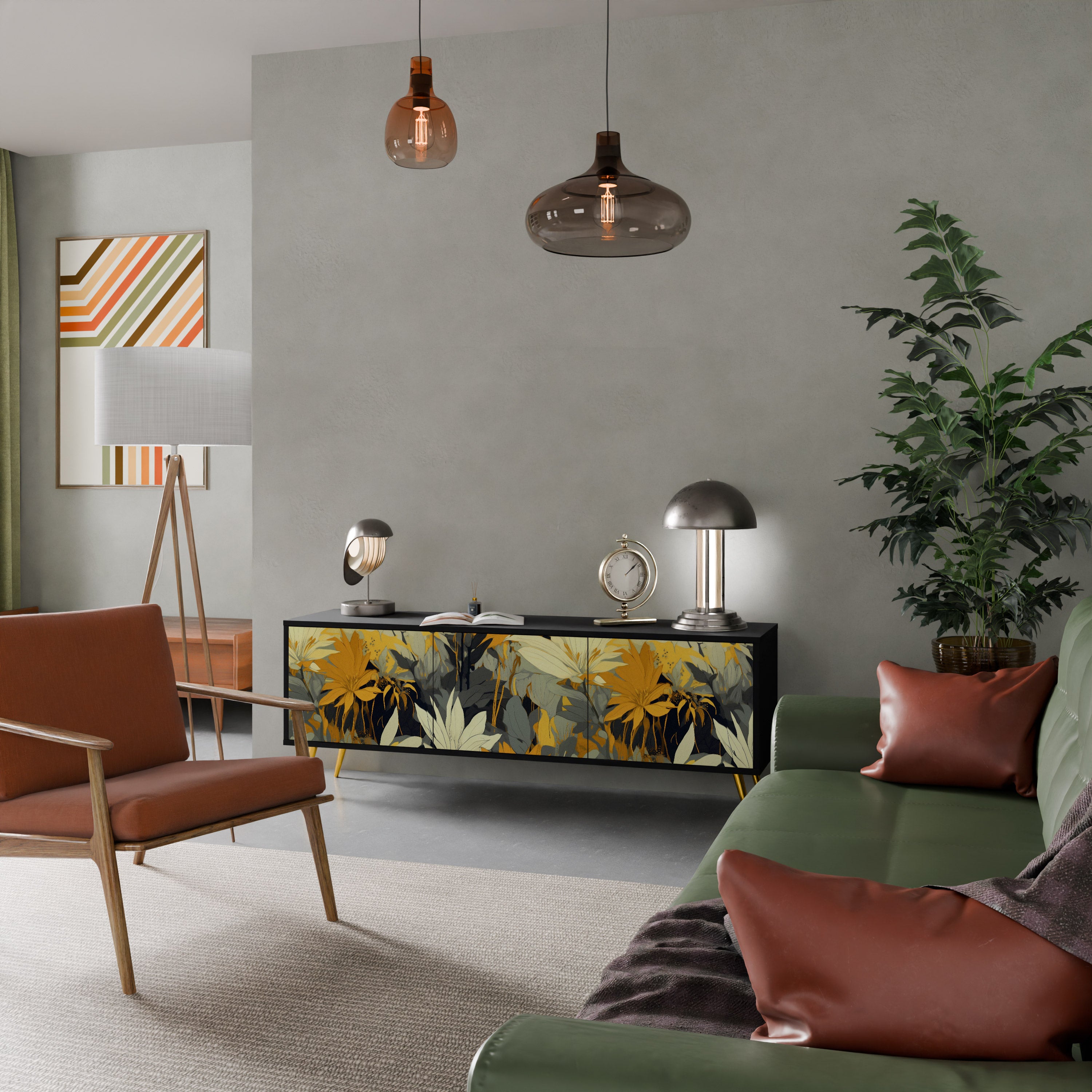 SUNKISSED LILY Szafka RTV 3-drzwiowa korpus Czarny