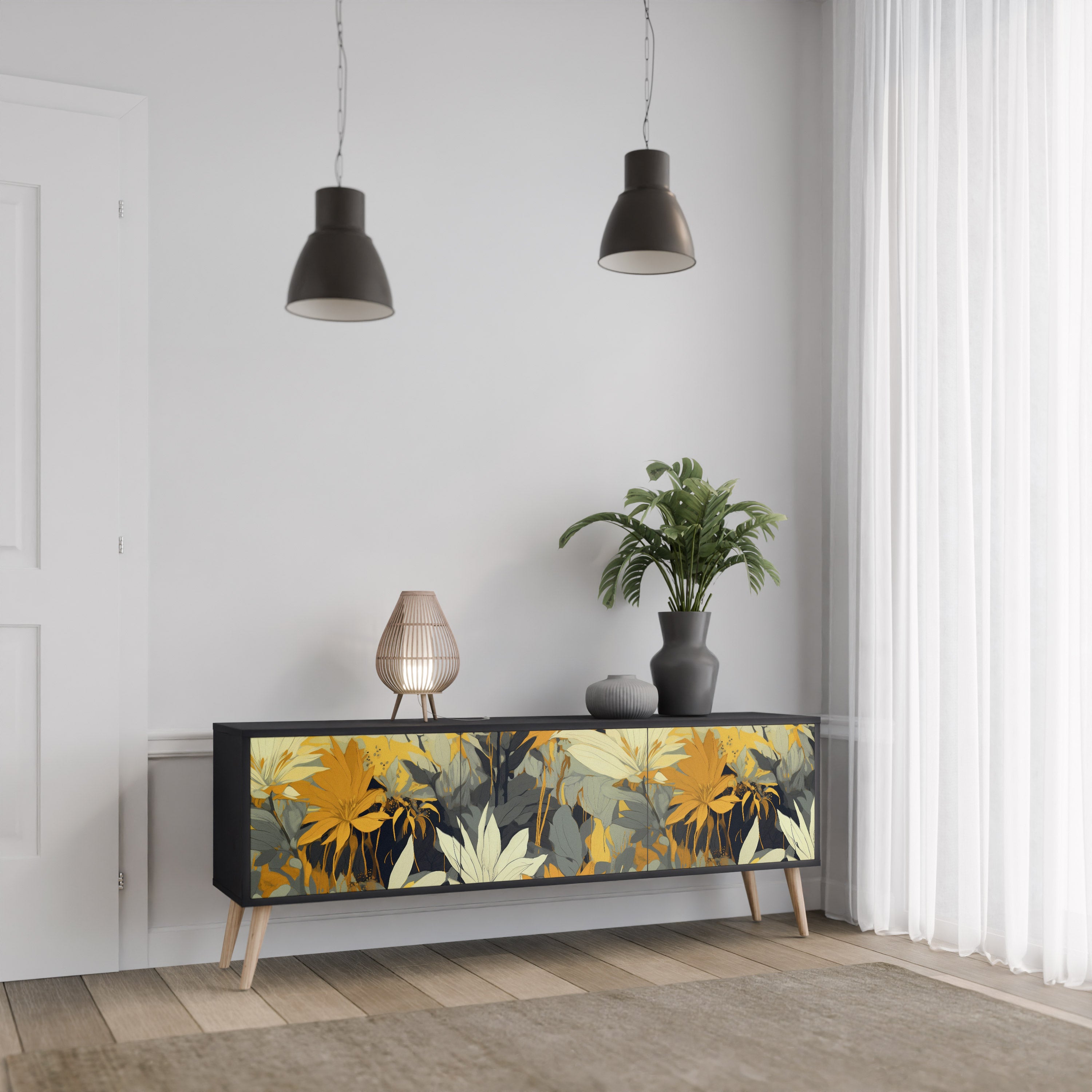 SUNKISSED LILY Szafka RTV 3-drzwiowa korpus Czarny