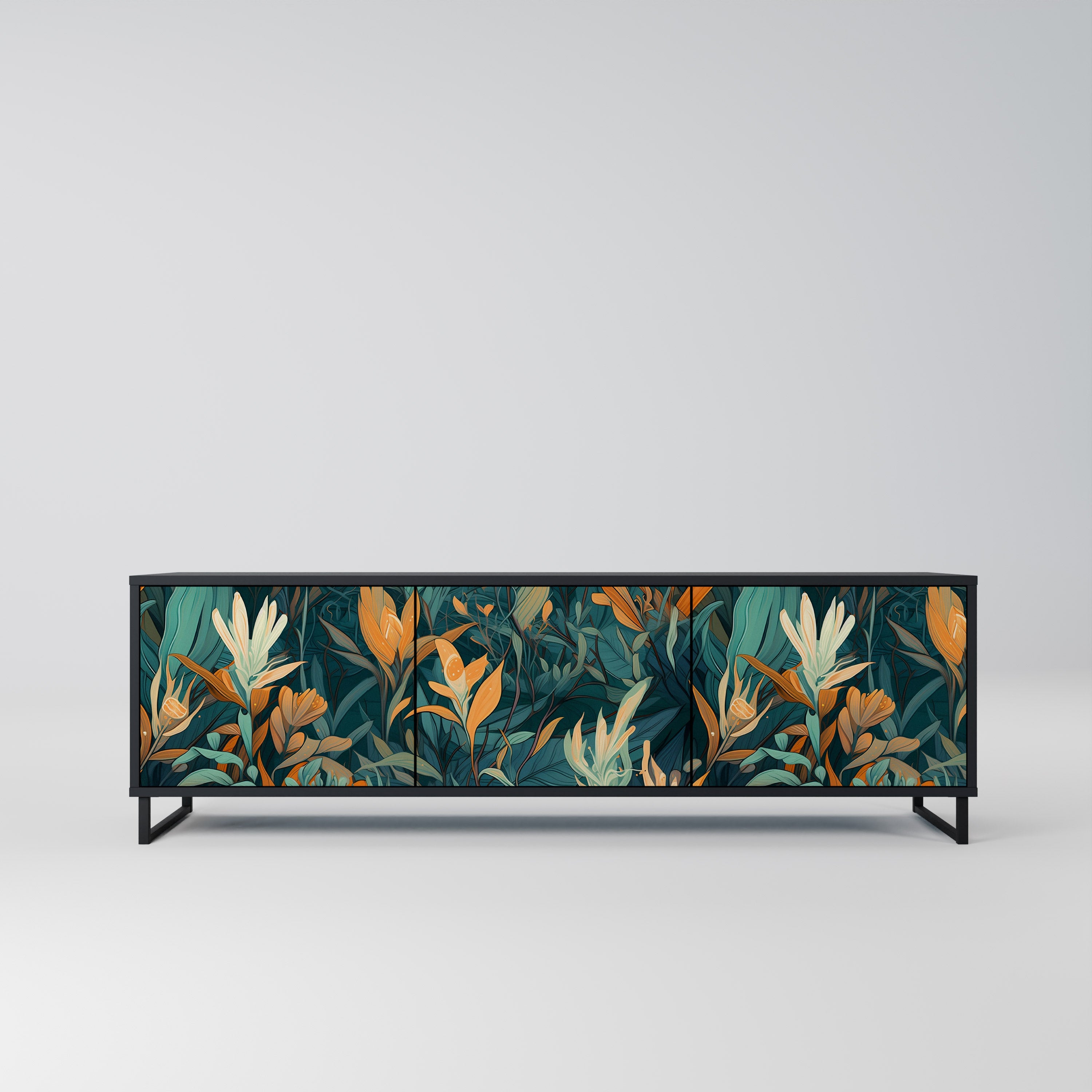 FLORAL SERENITY Szafka RTV 3-drzwiowa korpus Czarny