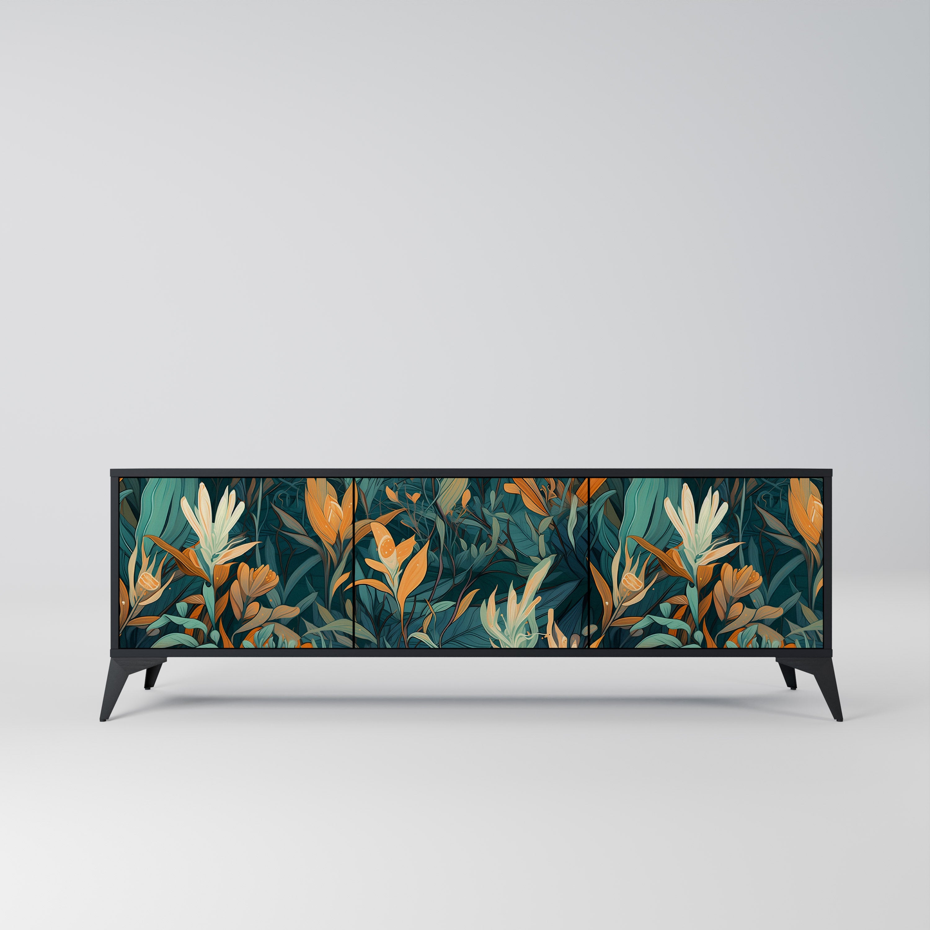 FLORAL SERENITY Szafka RTV 3-drzwiowa korpus Czarny