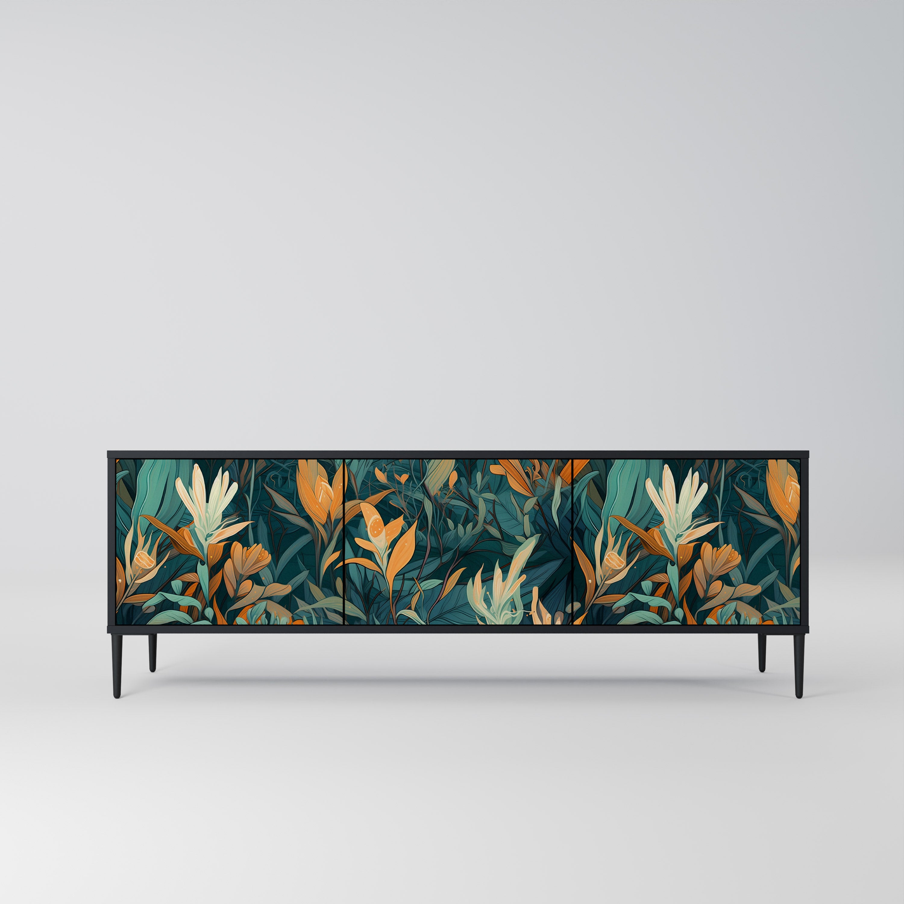 FLORAL SERENITY Szafka RTV 3-drzwiowa korpus Czarny