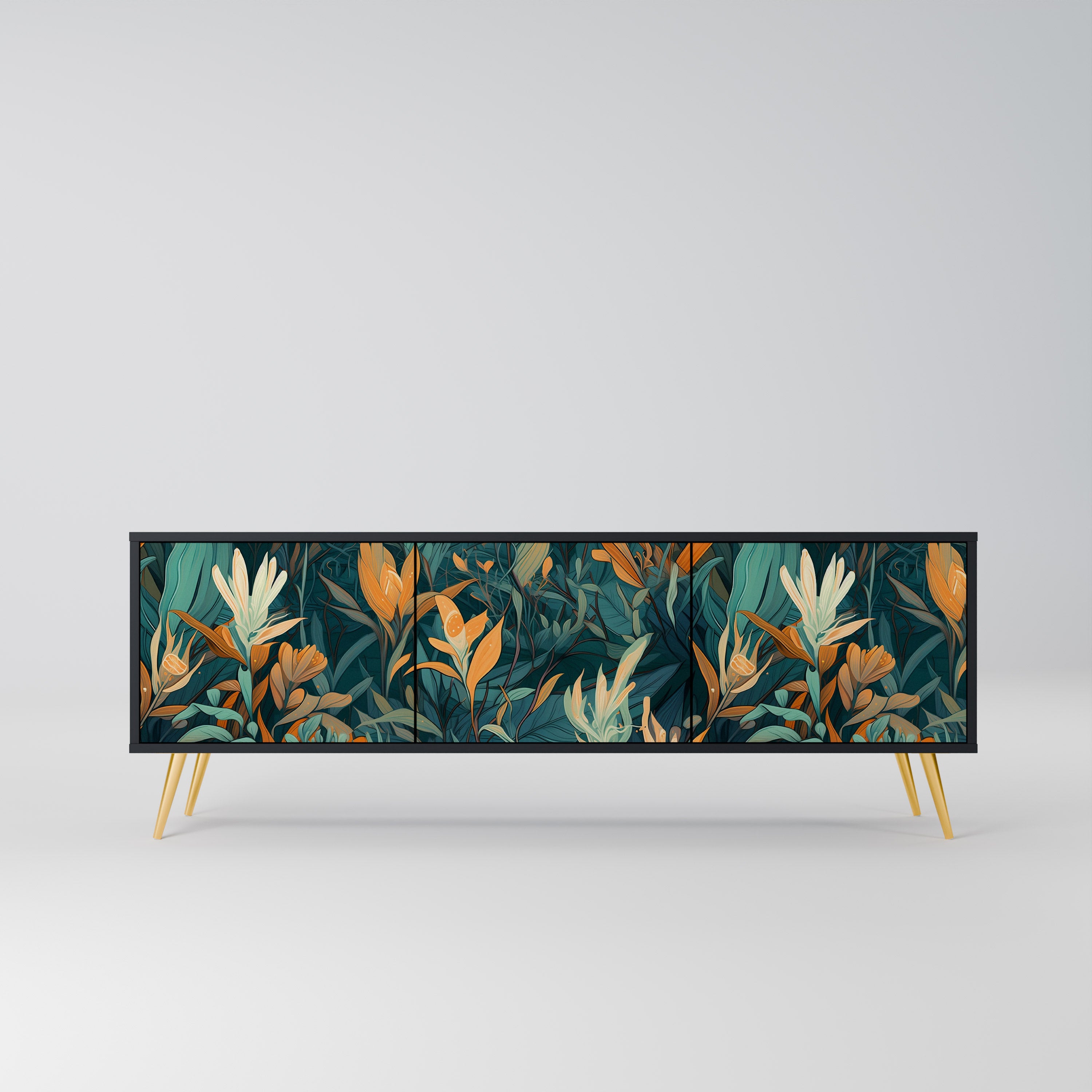 FLORAL SERENITY Szafka RTV 3-drzwiowa korpus Czarny