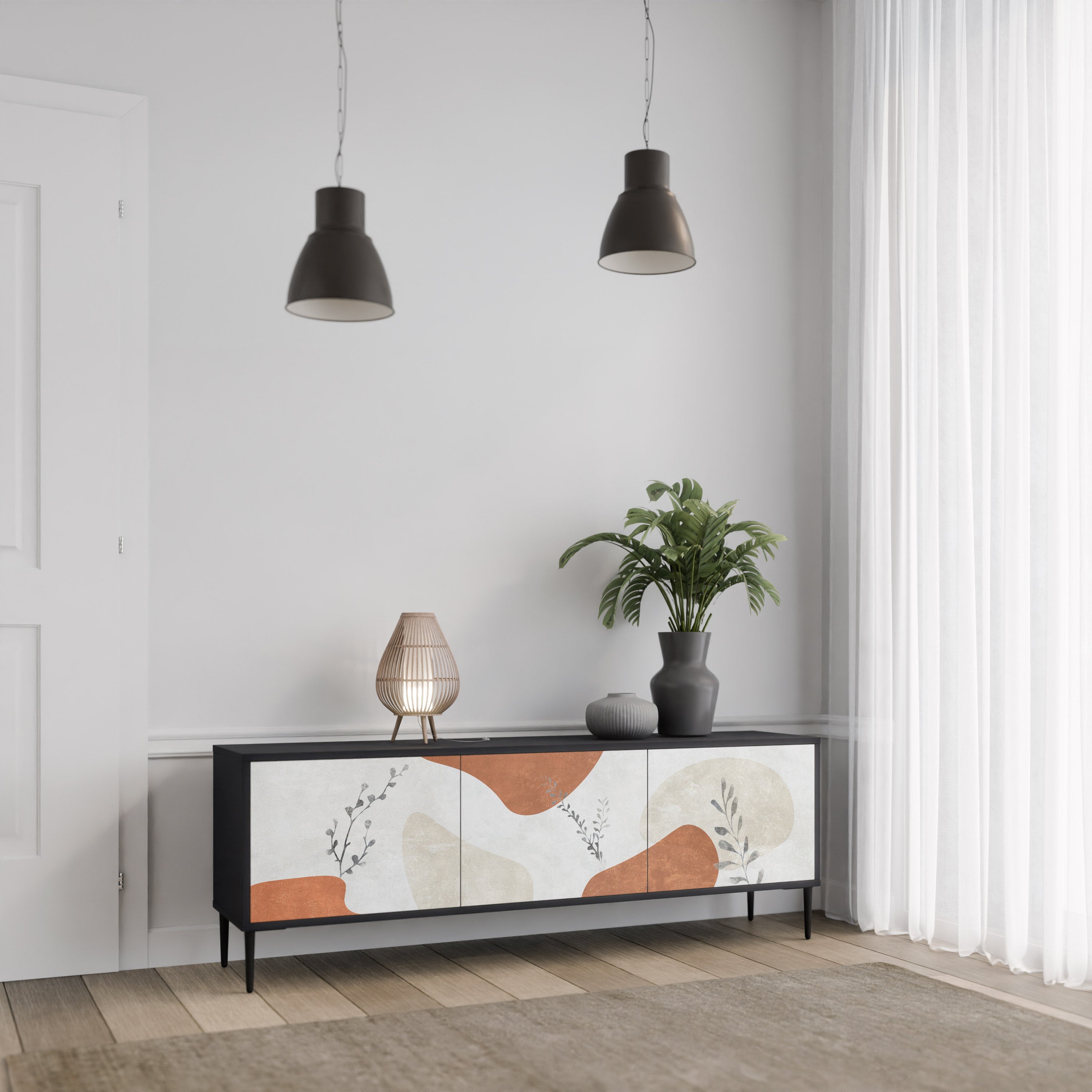 TRANQUIL TWIG Szafka RTV 3-drzwiowa korpus Czarny