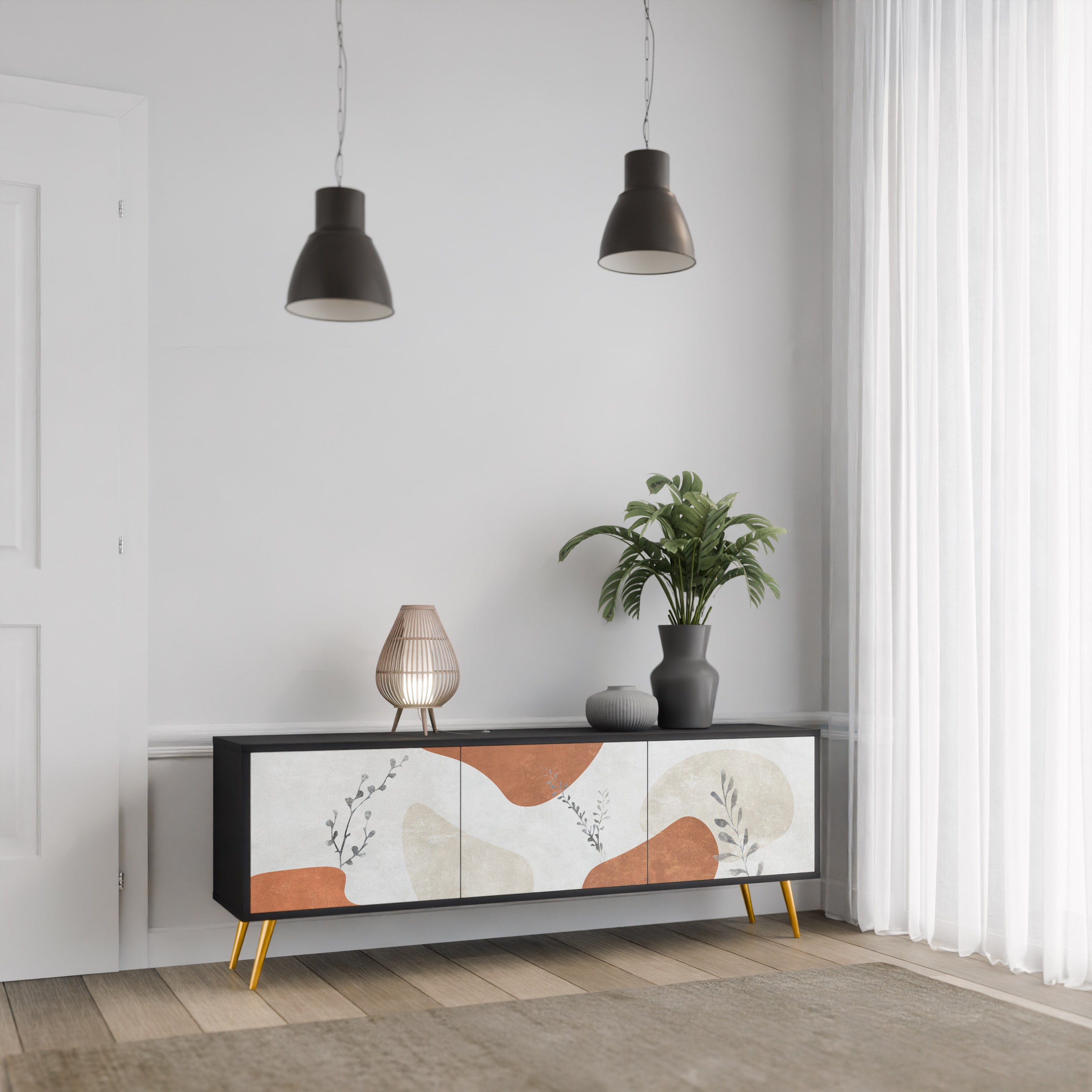 TRANQUIL TWIG Szafka RTV 3-drzwiowa korpus Czarny