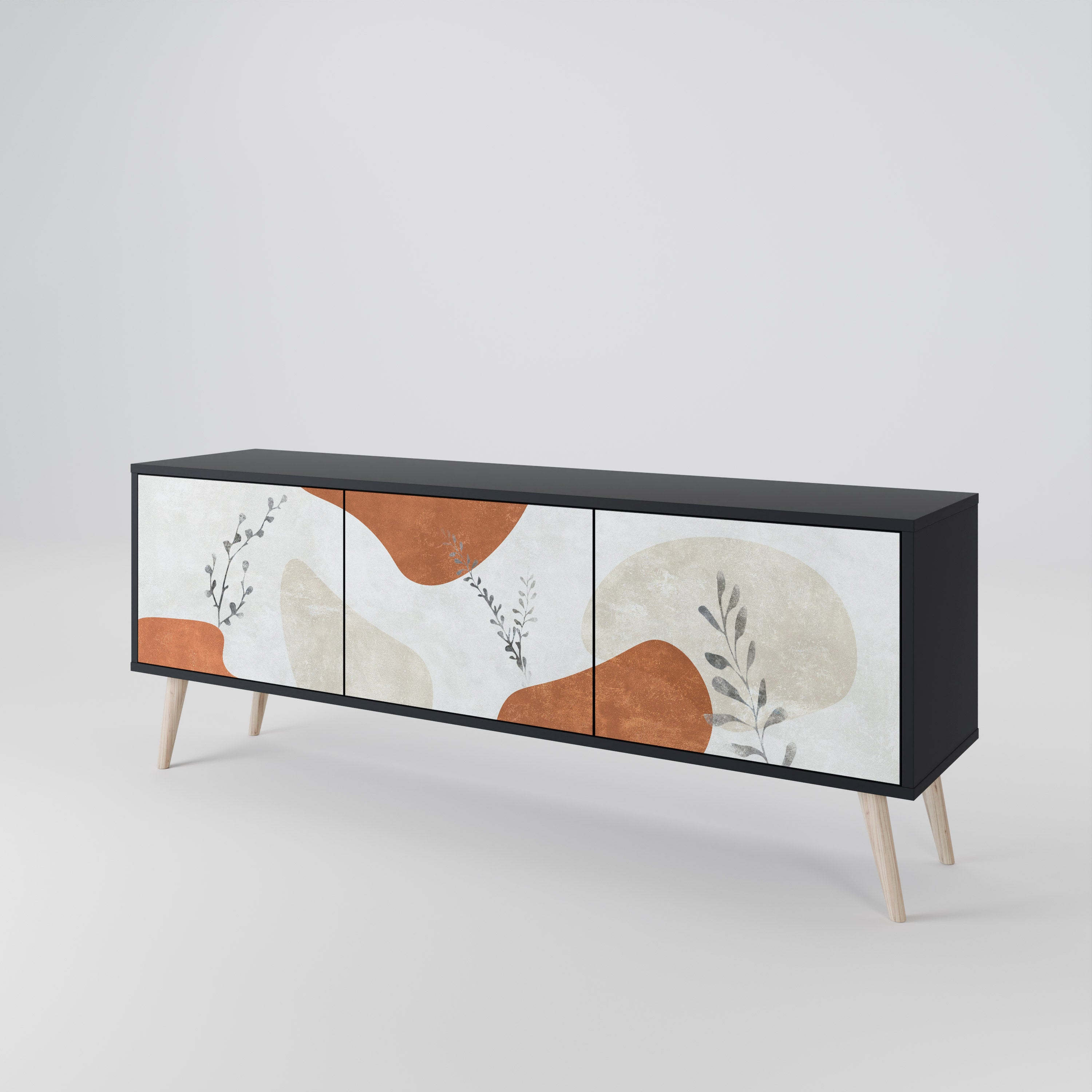 TRANQUIL TWIG Szafka RTV 3-drzwiowa korpus Czarny