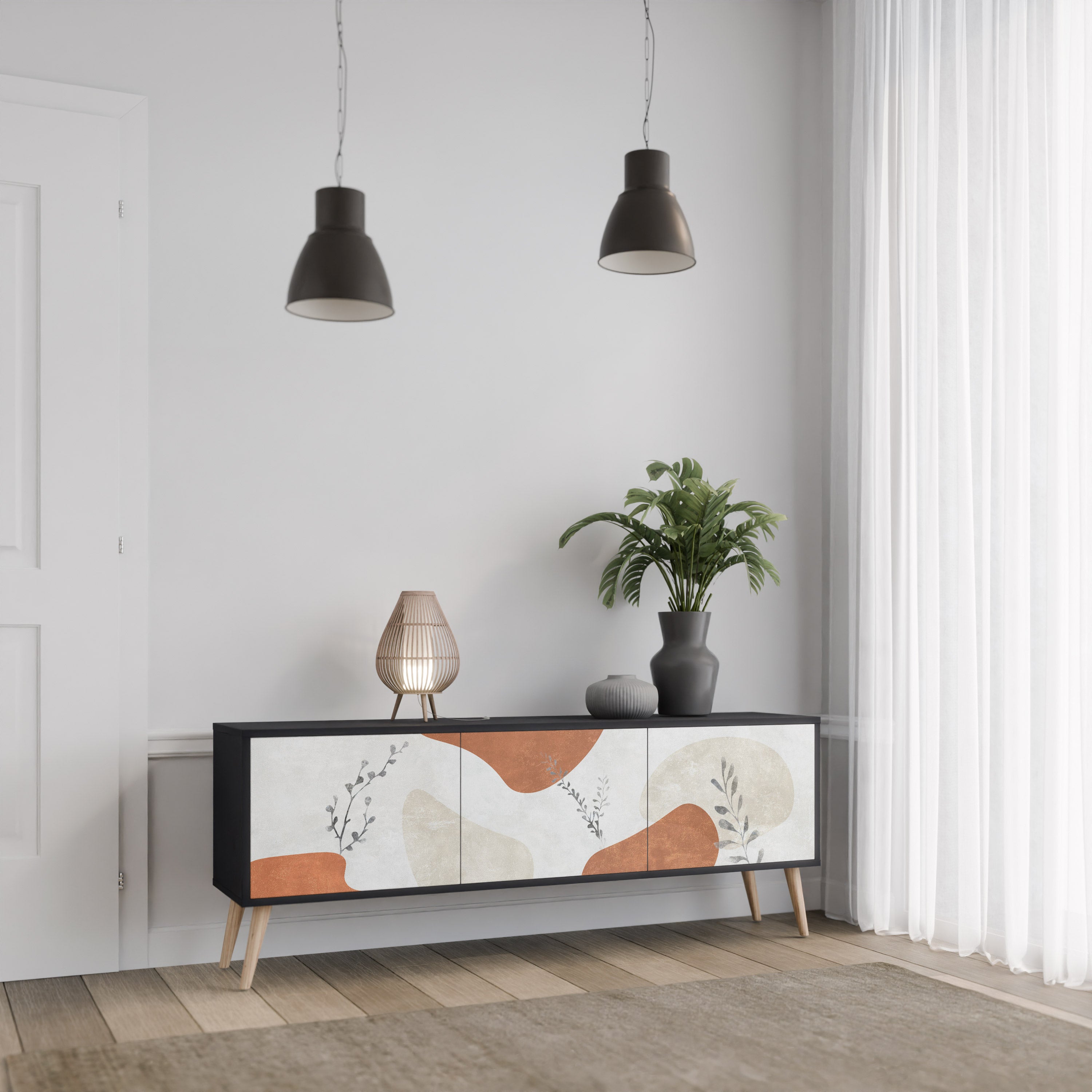 TRANQUIL TWIG Szafka RTV 3-drzwiowa korpus Czarny