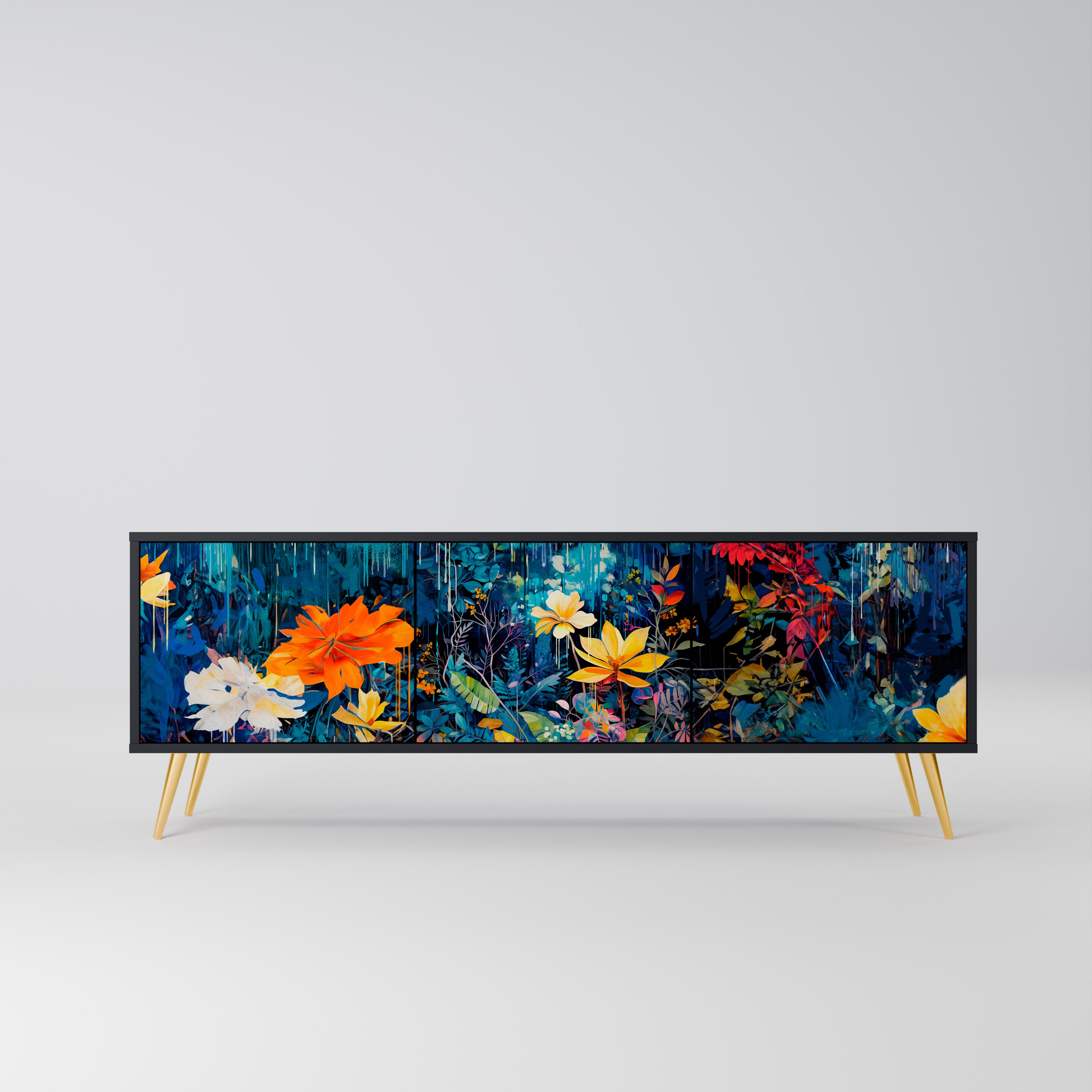 MIDNIGHT BLOSSOM Szafka RTV 3-drzwiowa korpus Czarny