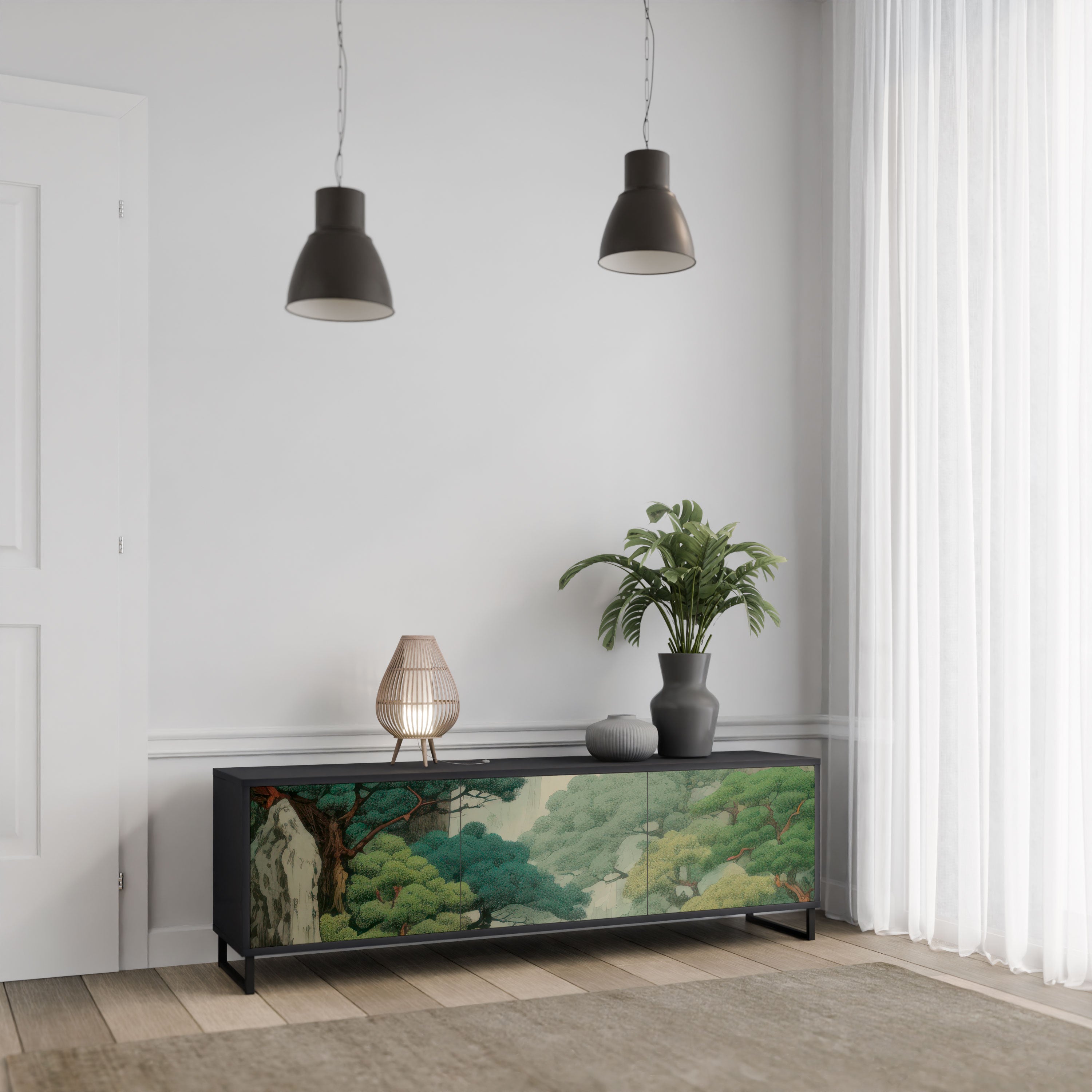 VERDURE ABYSS Szafka RTV 3-drzwiowa korpus Czarny