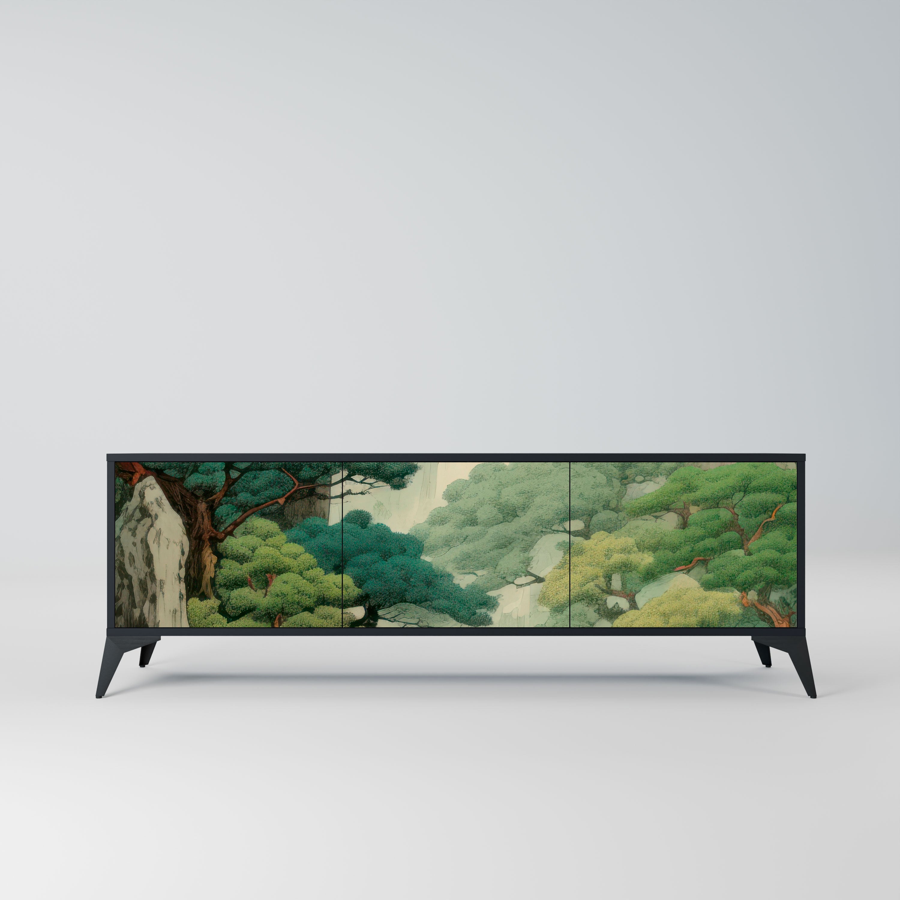 VERDURE ABYSS Szafka RTV 3-drzwiowa korpus Czarny