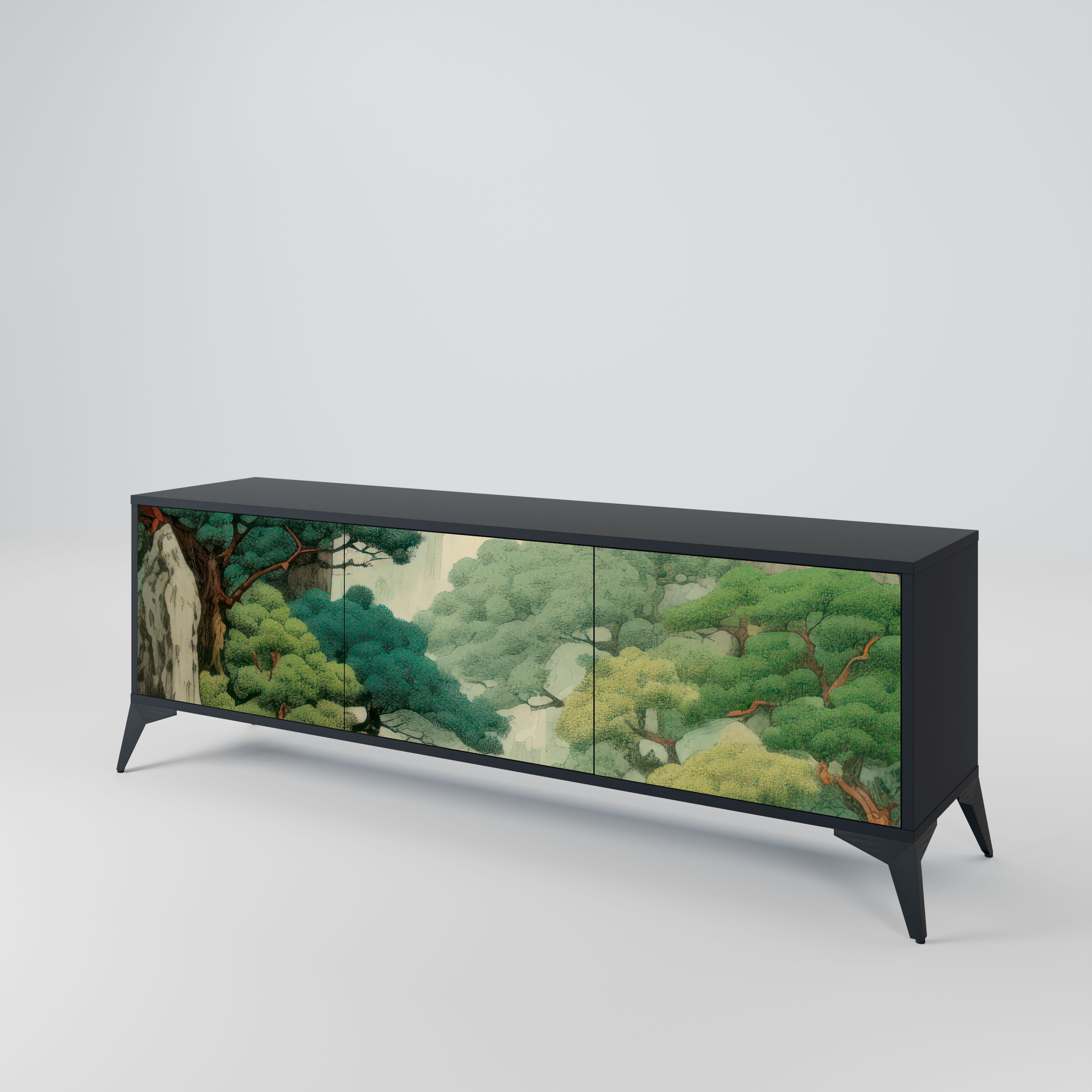 VERDURE ABYSS Szafka RTV 3-drzwiowa korpus Czarny