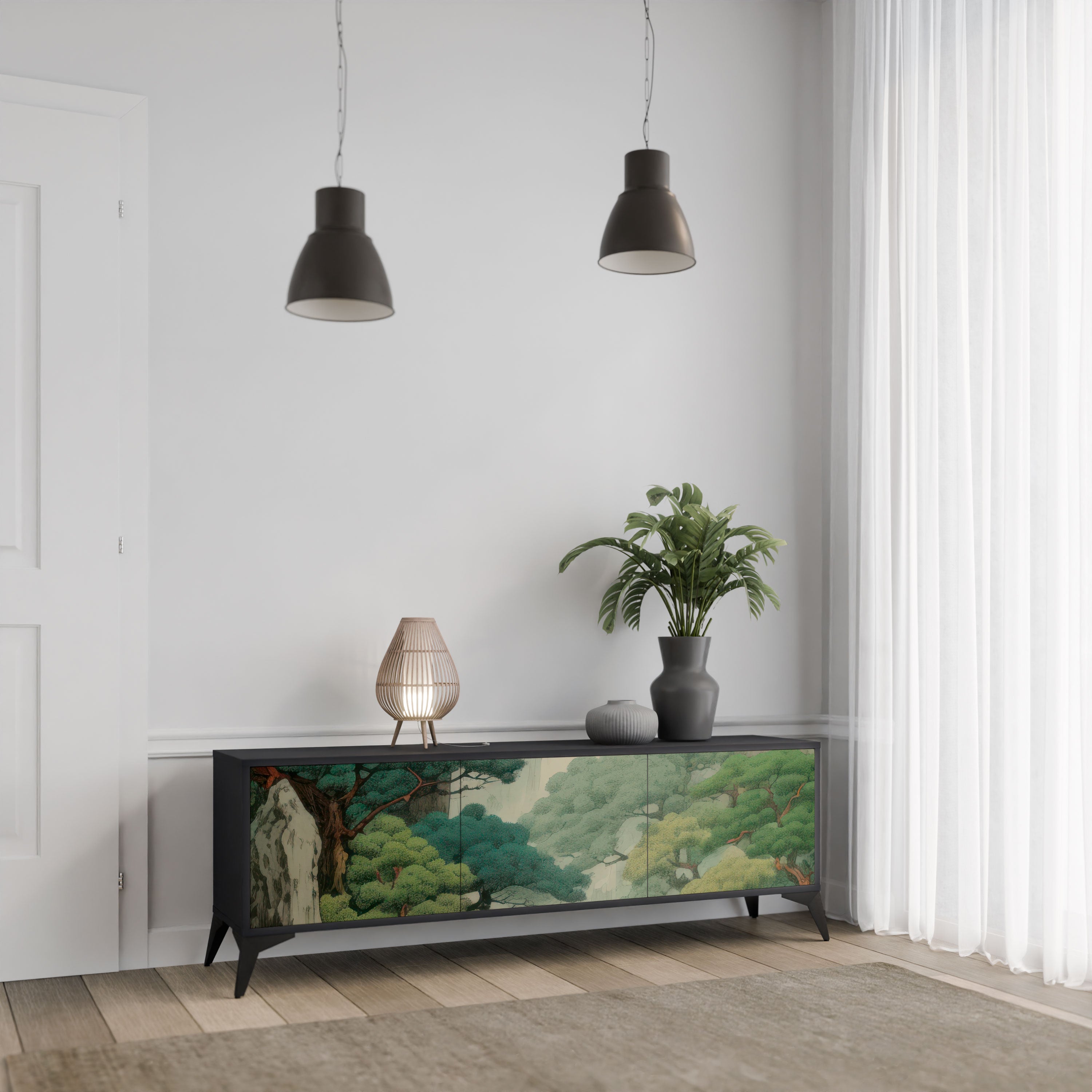 VERDURE ABYSS Szafka RTV 3-drzwiowa korpus Czarny