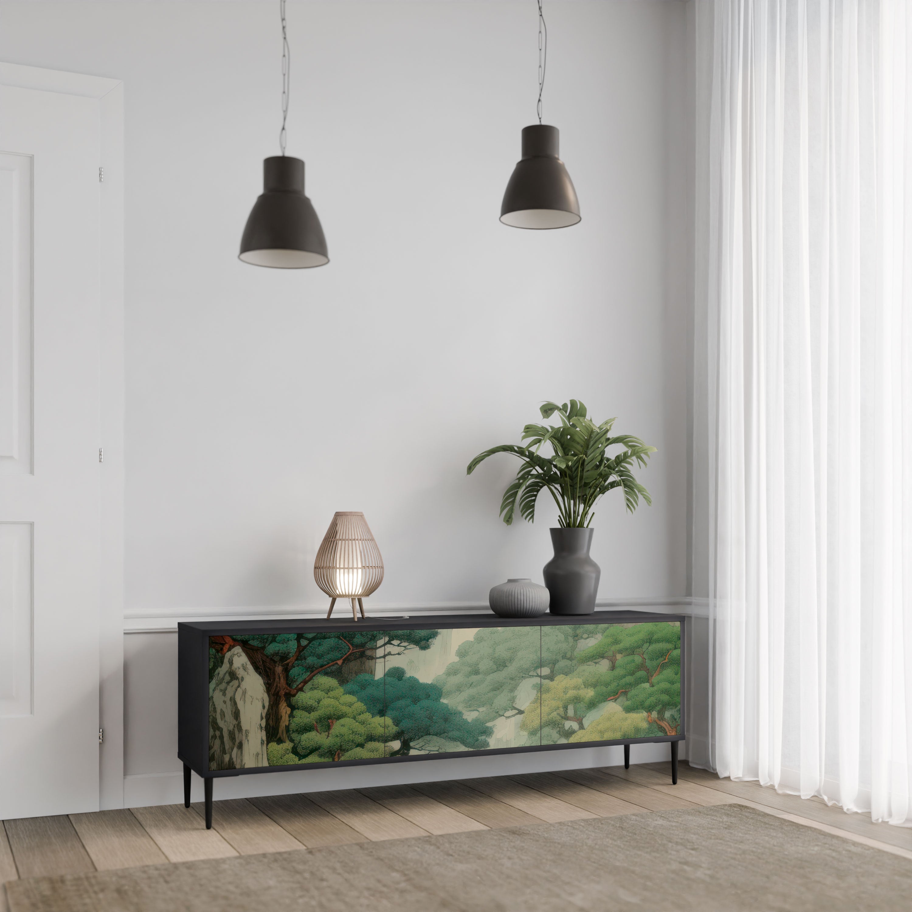 VERDURE ABYSS Szafka RTV 3-drzwiowa korpus Czarny