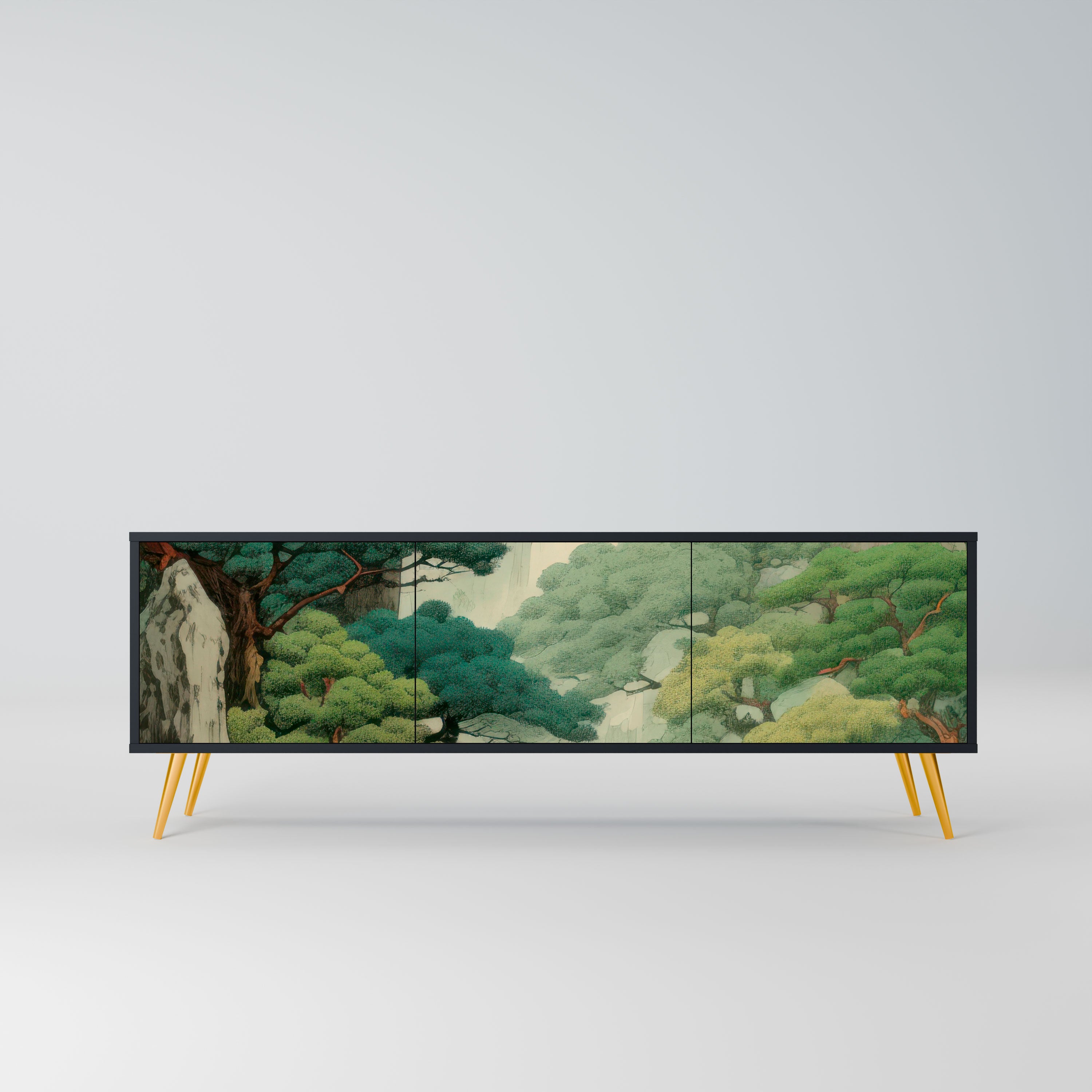 VERDURE ABYSS Szafka RTV 3-drzwiowa korpus Czarny