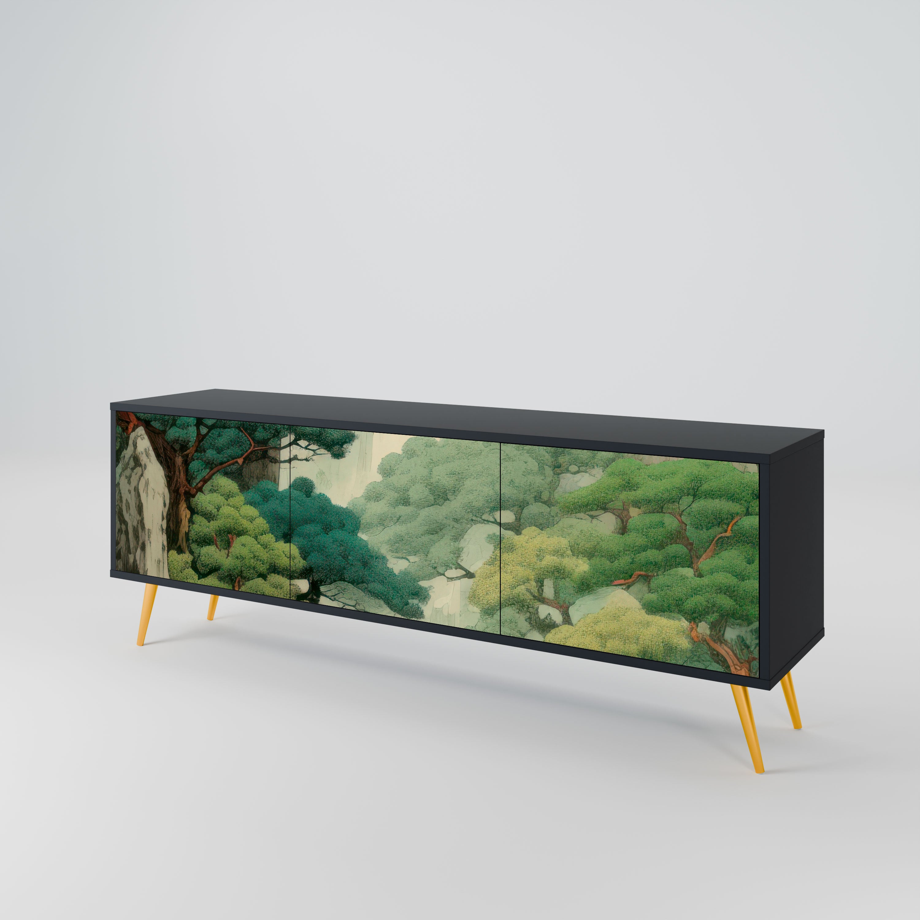 VERDURE ABYSS Szafka RTV 3-drzwiowa korpus Czarny