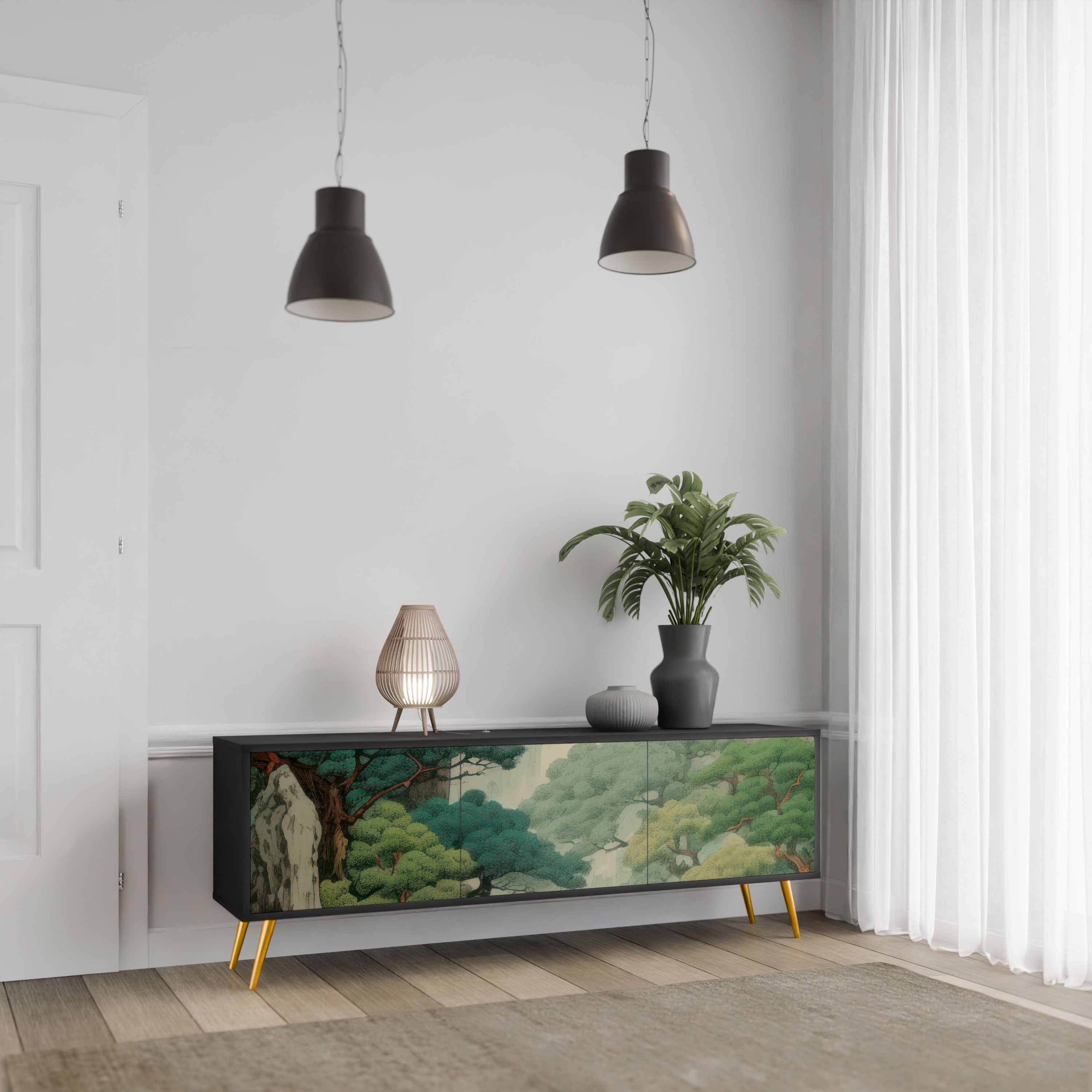 VERDURE ABYSS Szafka RTV 3-drzwiowa korpus Czarny