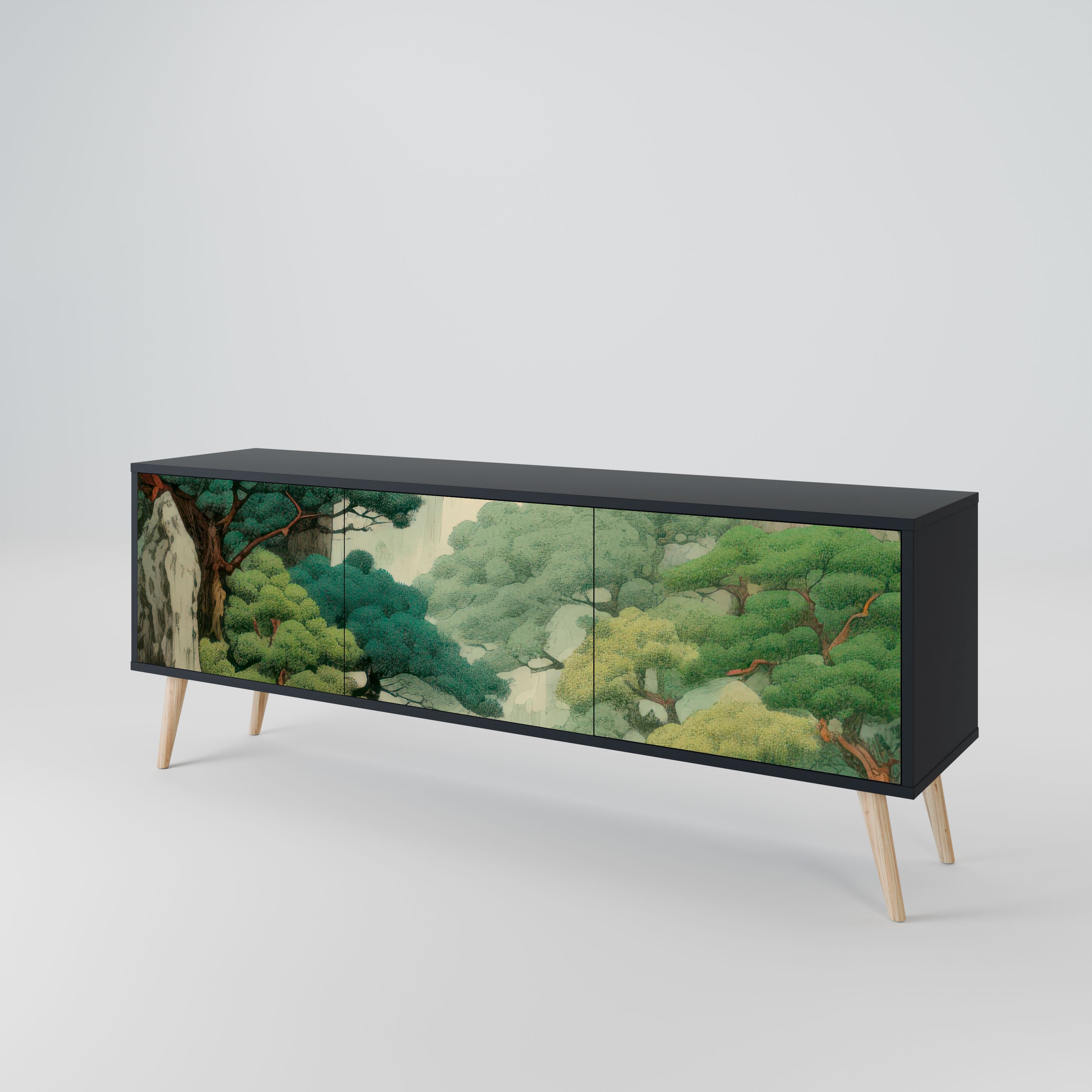 VERDURE ABYSS Szafka RTV 3-drzwiowa korpus Czarny