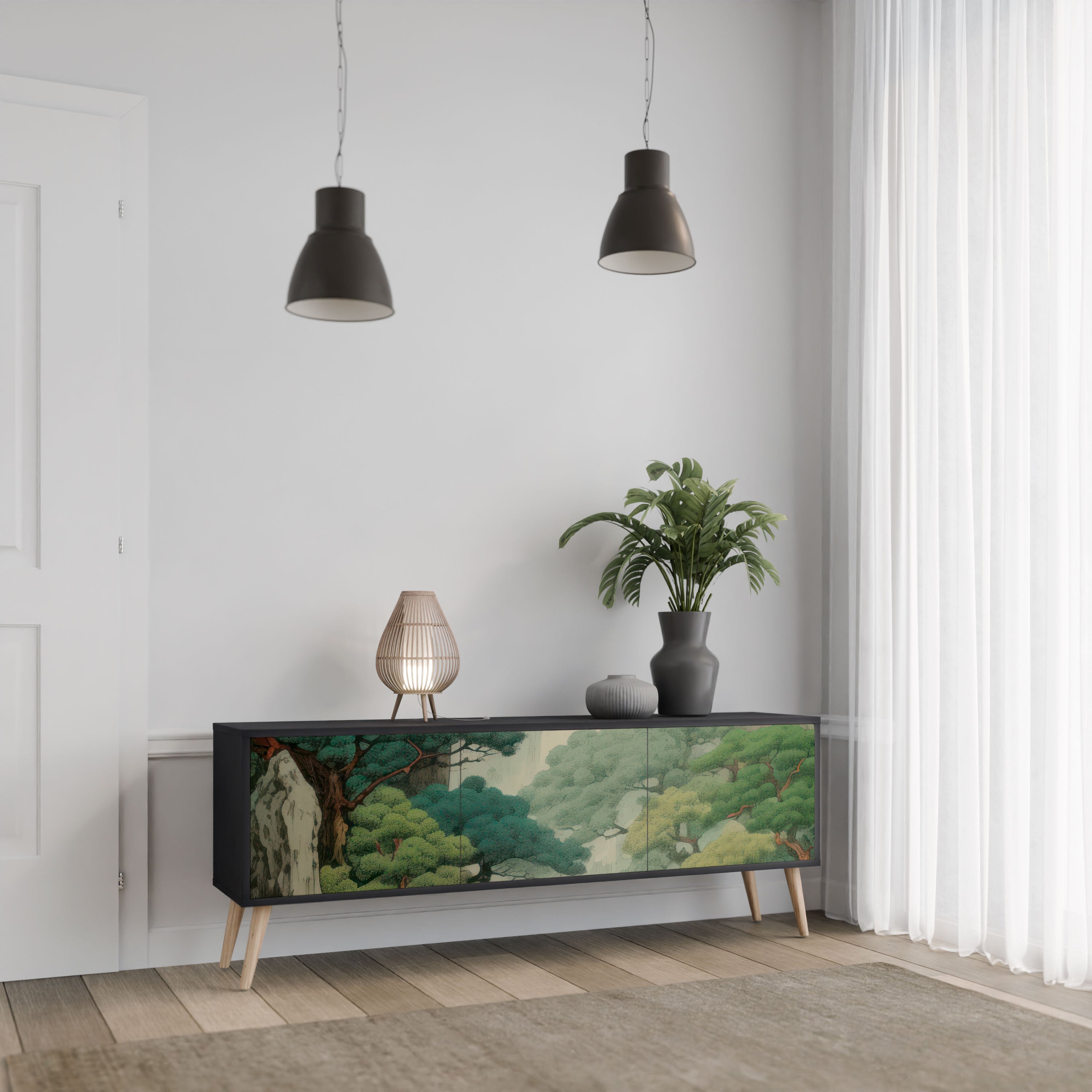 VERDURE ABYSS Szafka RTV 3-drzwiowa korpus Czarny