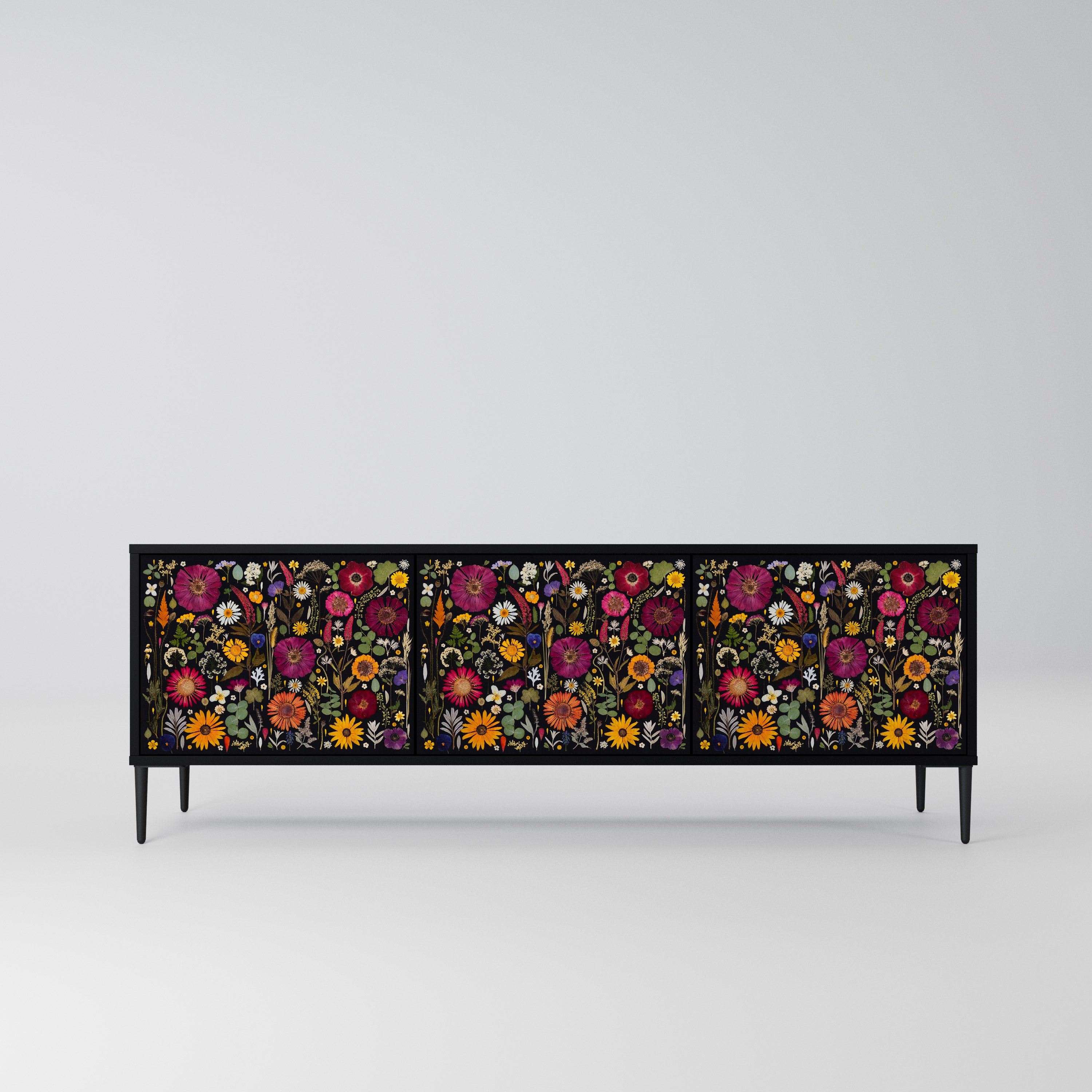 MIDNIGHT GARDEN Szafka RTV 3-drzwiowa korpus Czarny