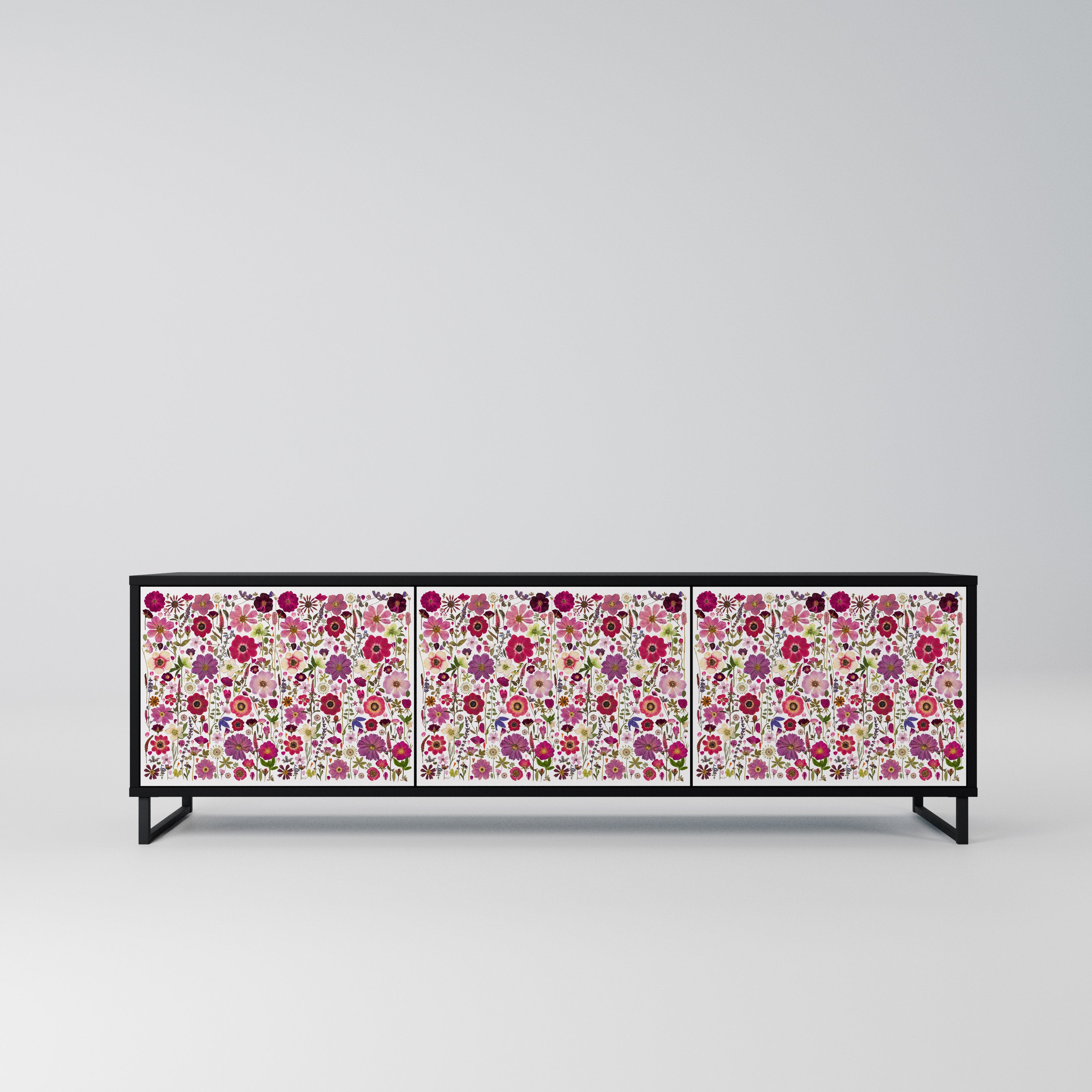 PETAL GARDEN Szafka RTV 3-drzwiowa korpus Czarny