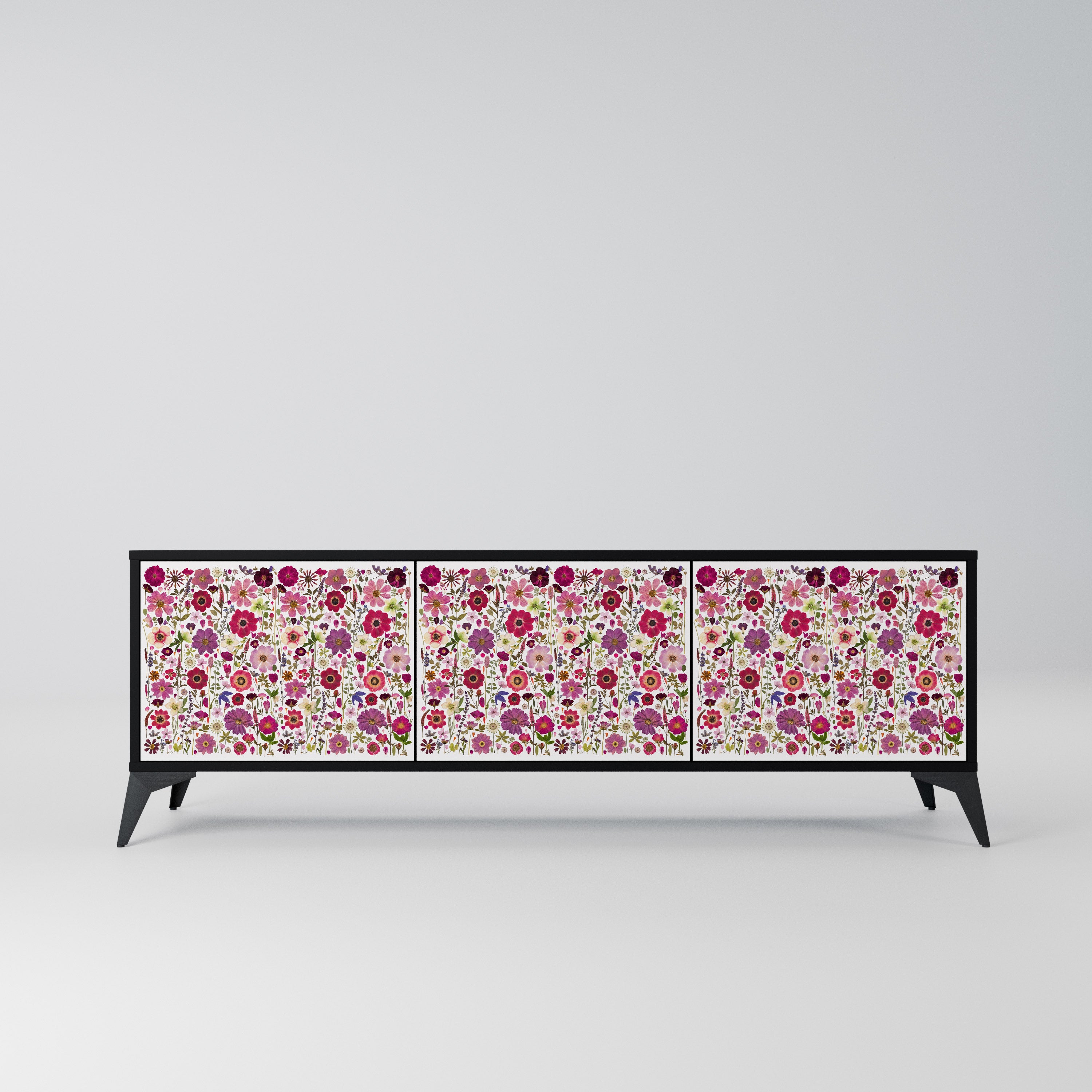 PETAL GARDEN Szafka RTV 3-drzwiowa korpus Czarny