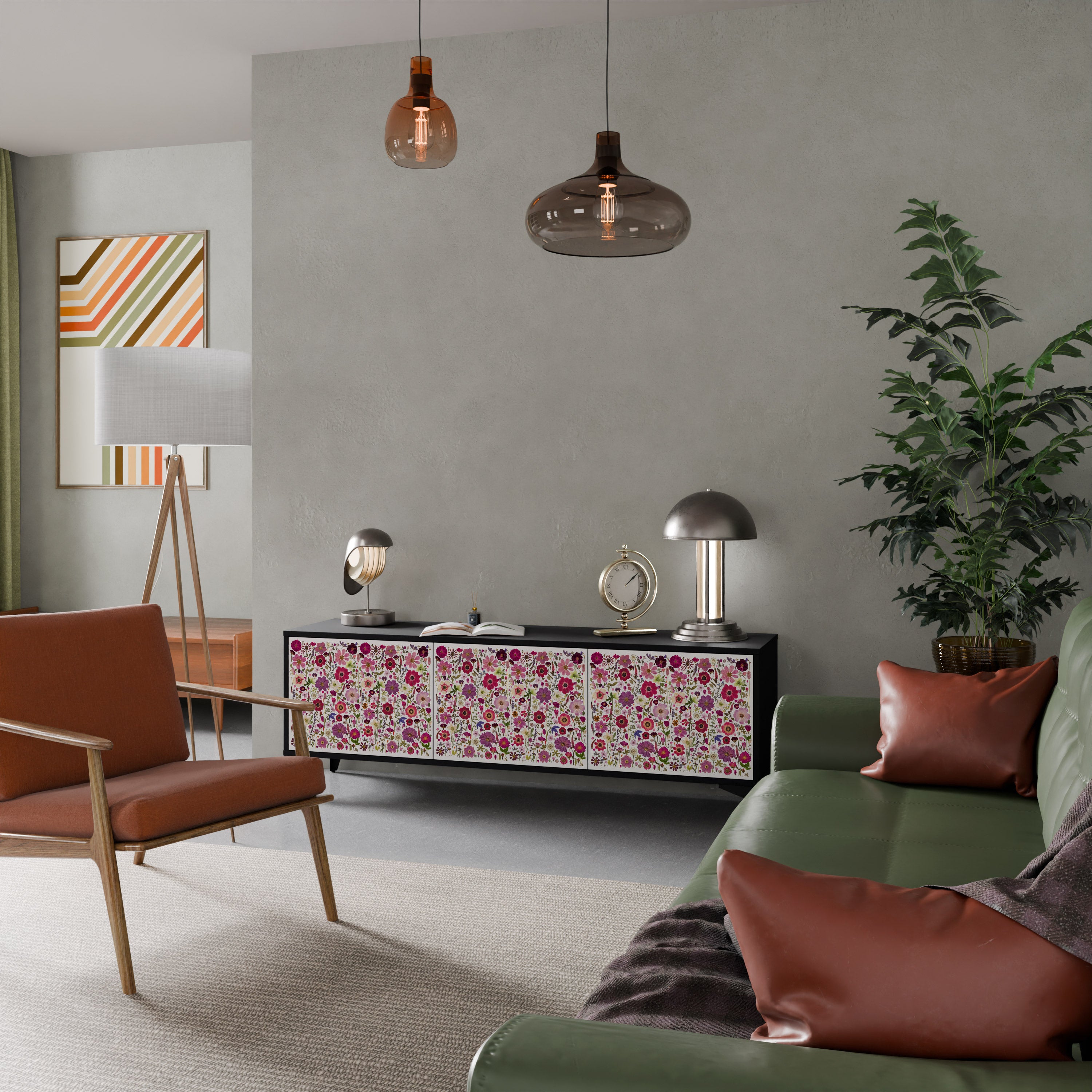 PETAL GARDEN Szafka RTV 3-drzwiowa korpus Czarny