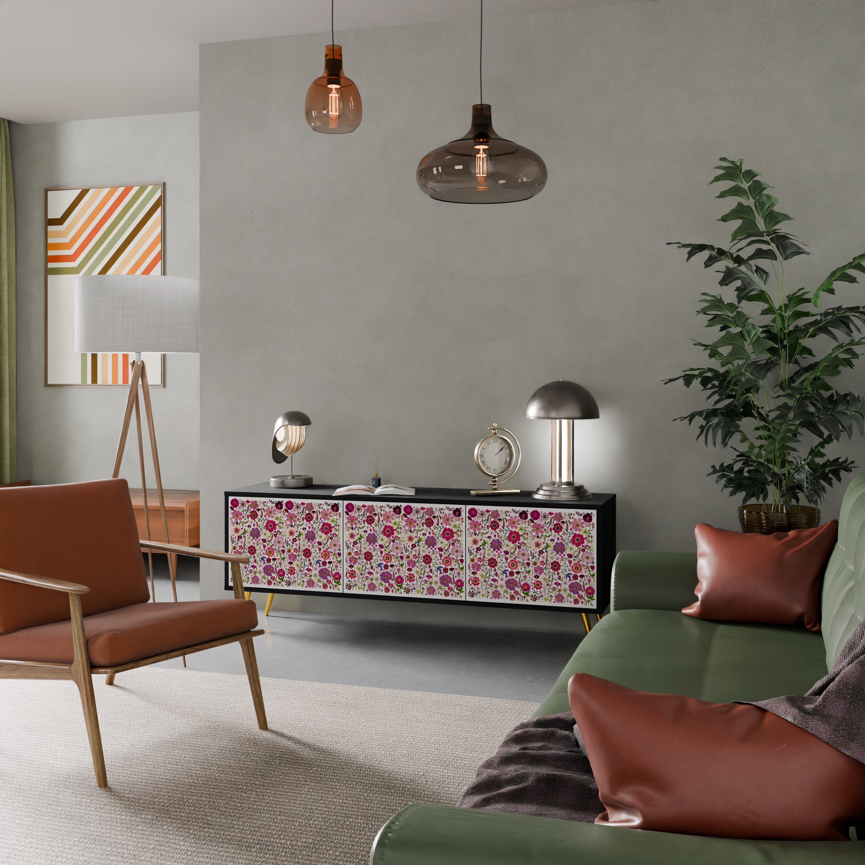 PETAL GARDEN Szafka RTV 3-drzwiowa korpus Czarny