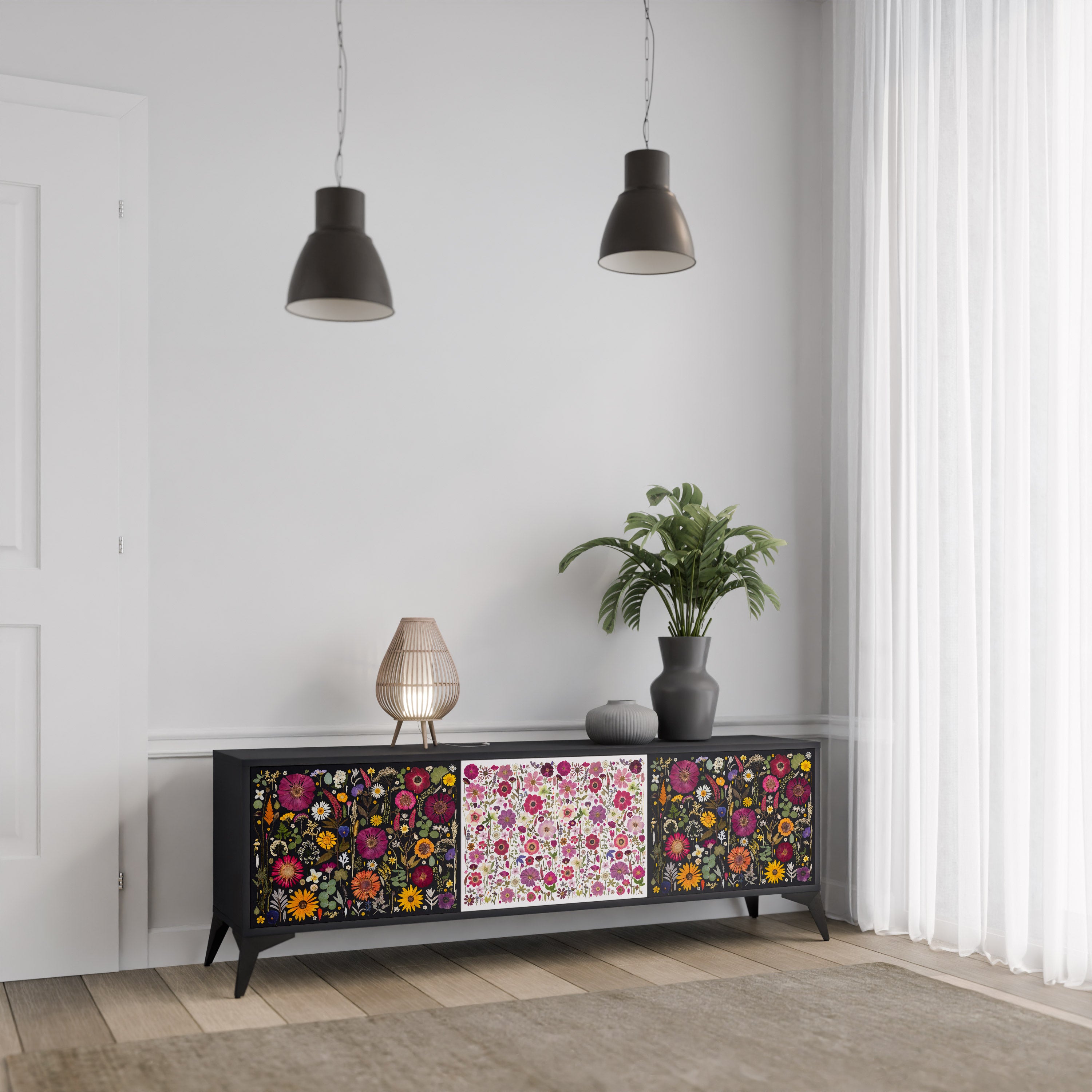 DAYNITE GARDEN Szafka RTV 3-drzwiowa korpus Czarny