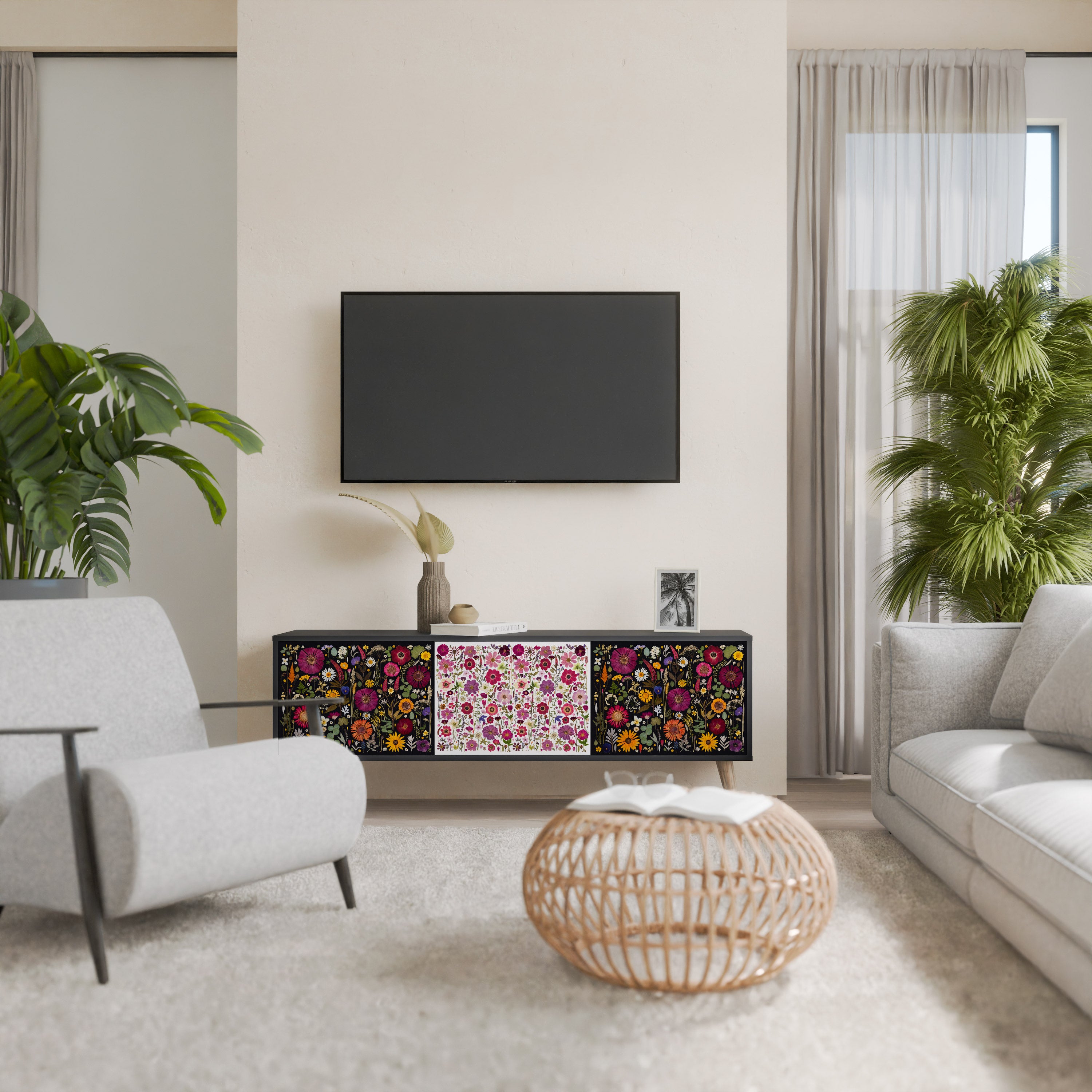 DAYNITE GARDEN Szafka RTV 3-drzwiowa korpus Czarny