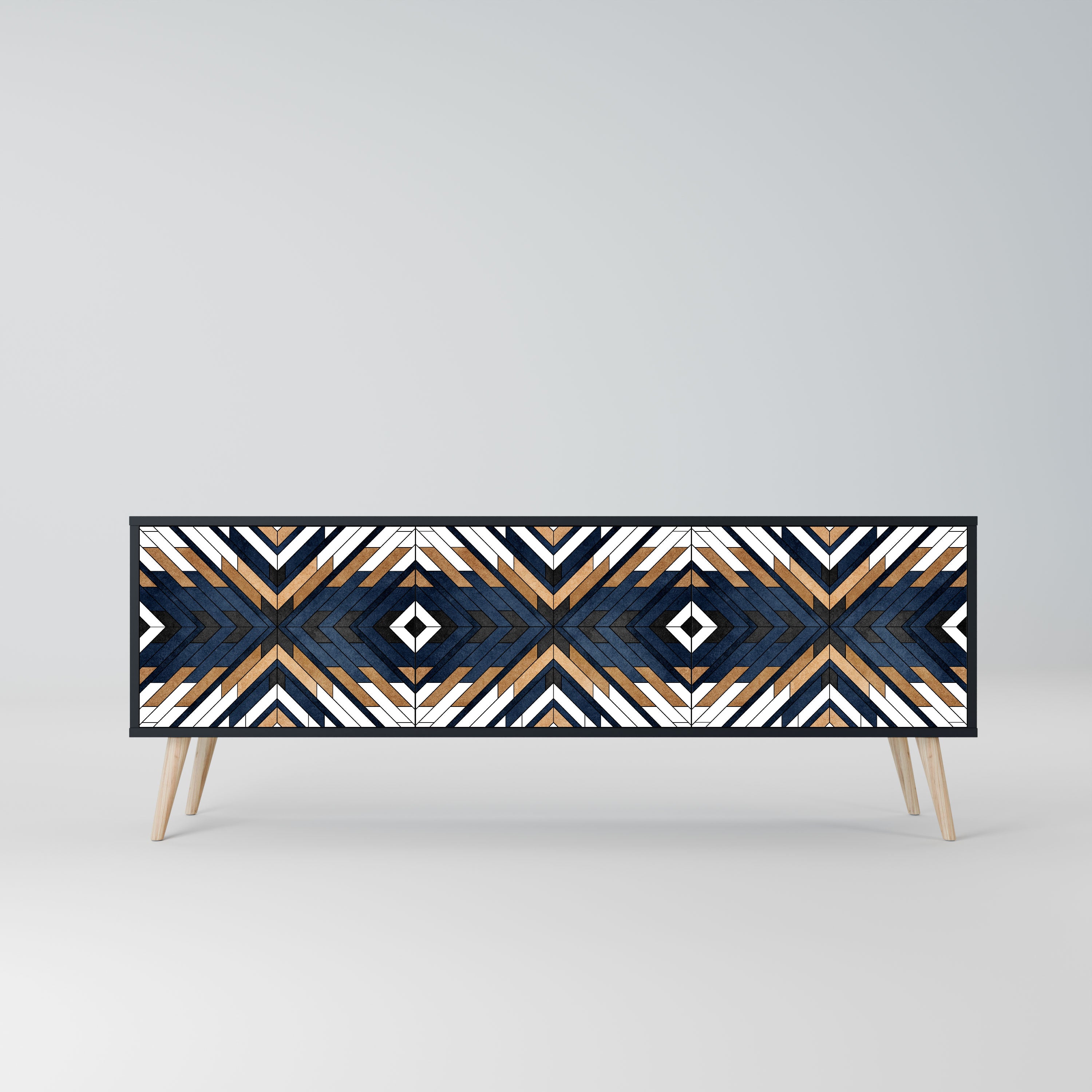 ARTFUL GEOMETRY Szafka RTV 3-drzwiowa korpus Czarny