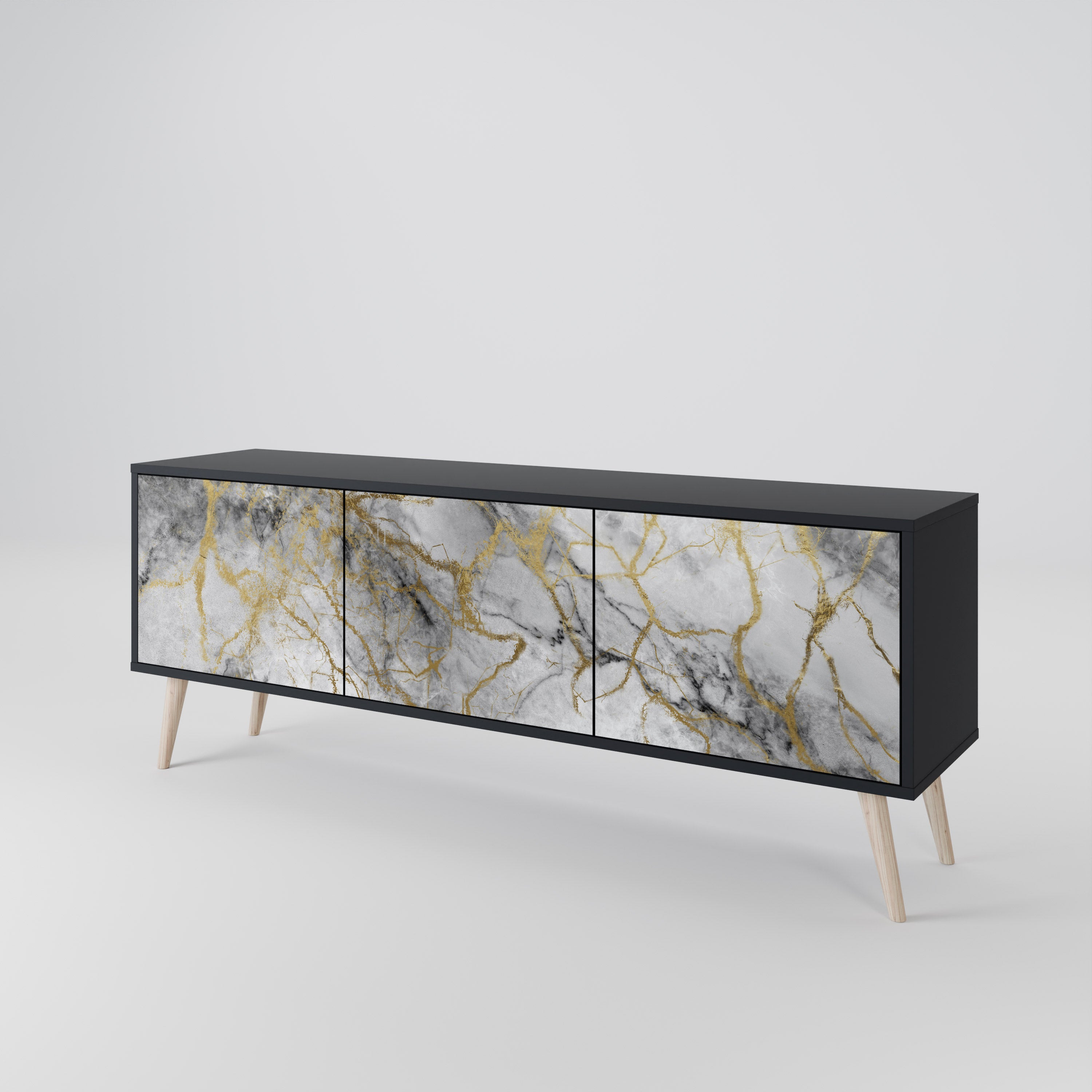 TIMELESS GLIDE Szafka RTV 3-drzwiowa korpus Czarny