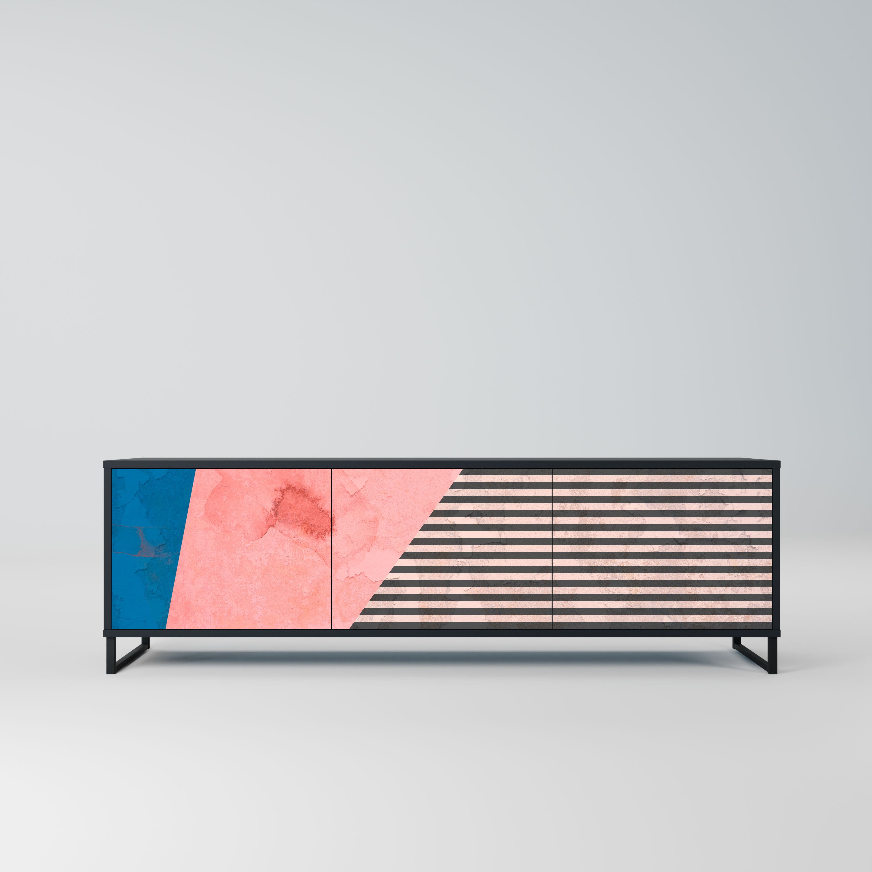 GLAMOROUS STRIPE Szafka RTV 3-drzwiowa korpus Czarny
