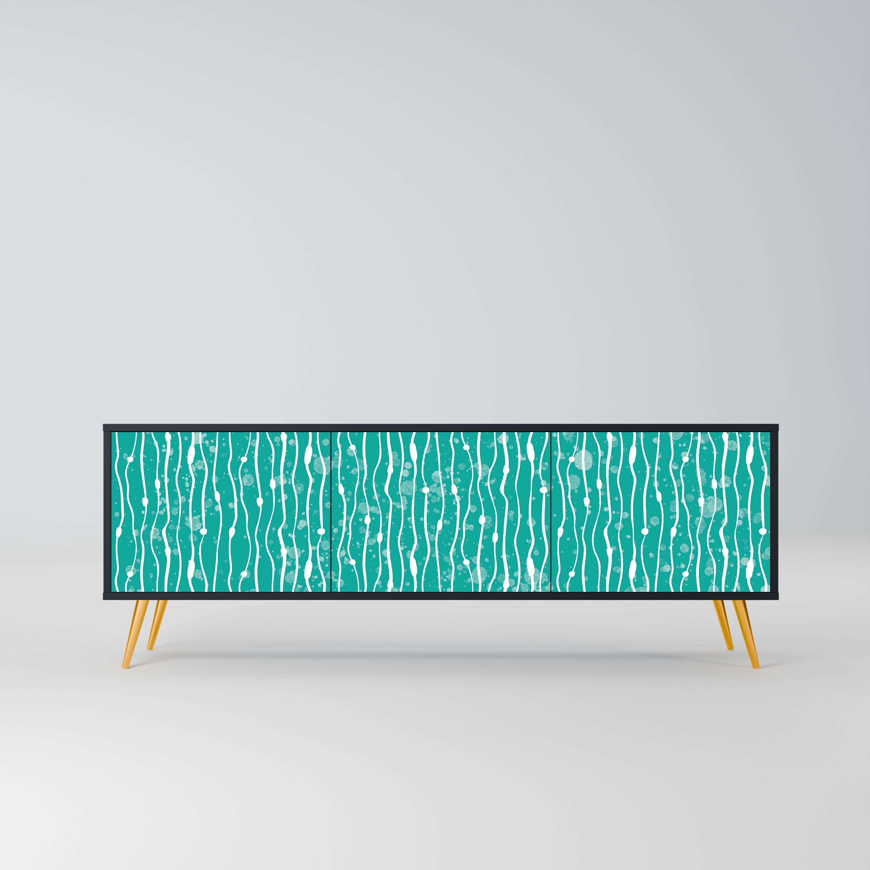 TURQUOISE RAIN Szafka RTV 3-drzwiowa korpus Czarny
