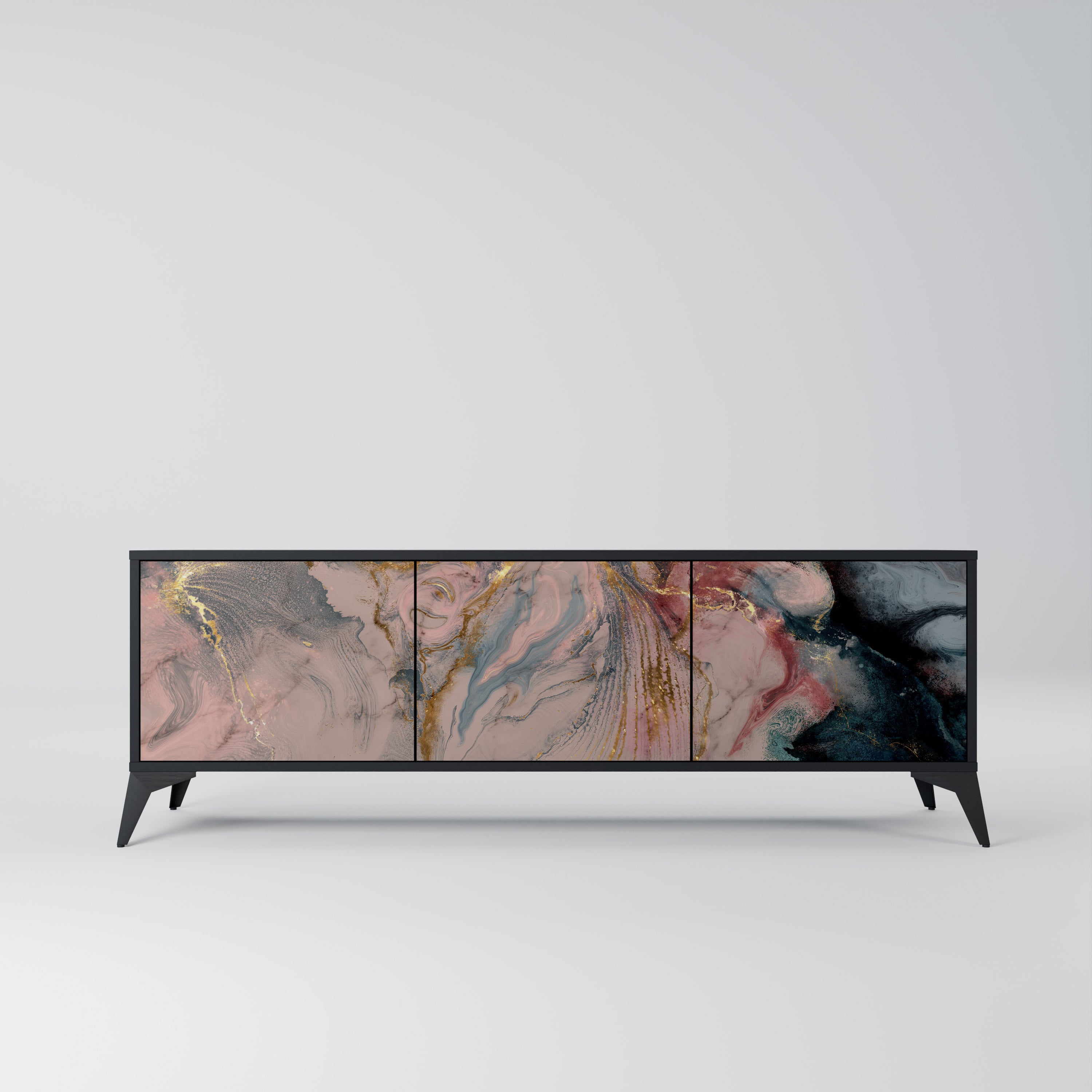 GILDED SWIRLS Szafka RTV 3-drzwiowa korpus Czarny