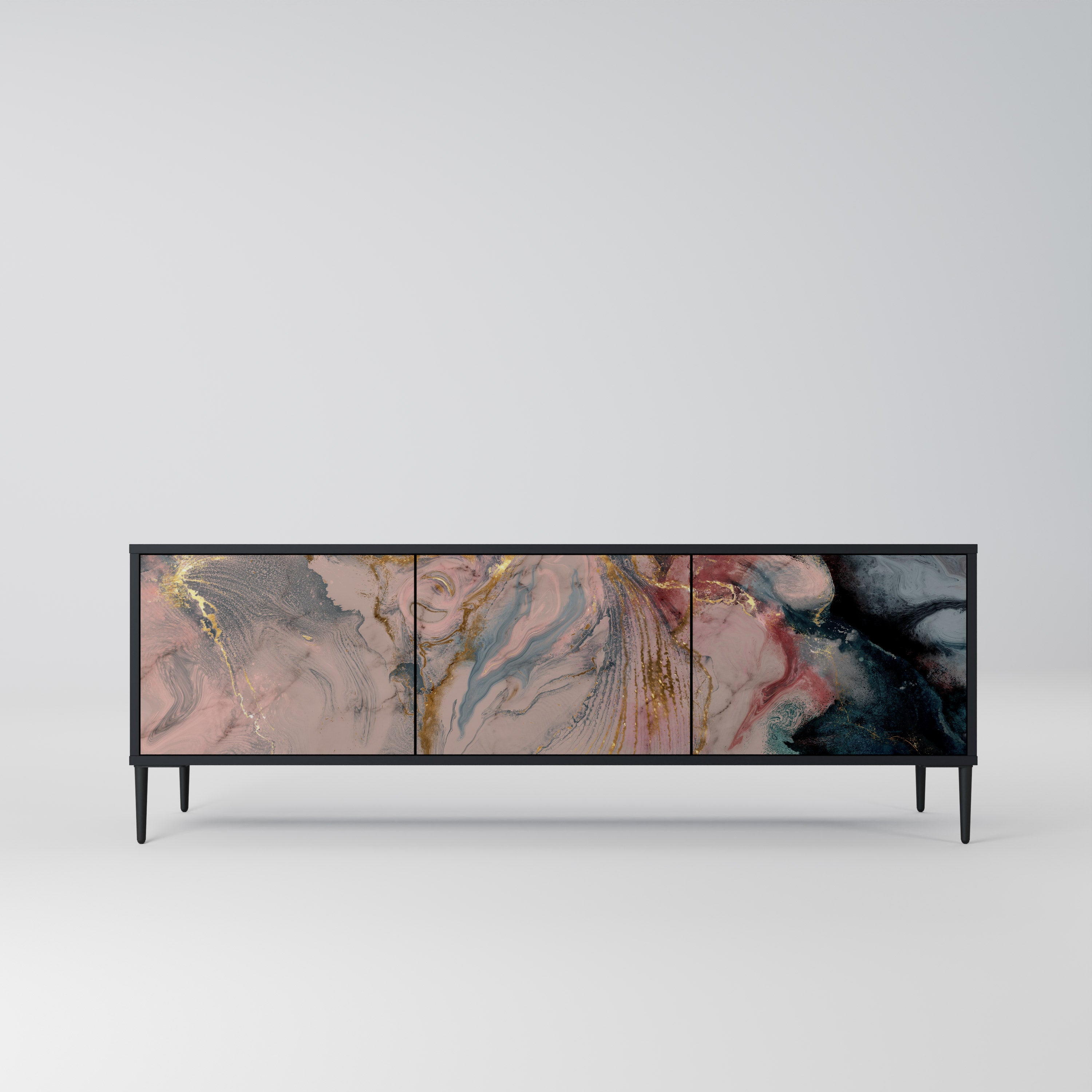 GILDED SWIRLS Szafka RTV 3-drzwiowa korpus Czarny