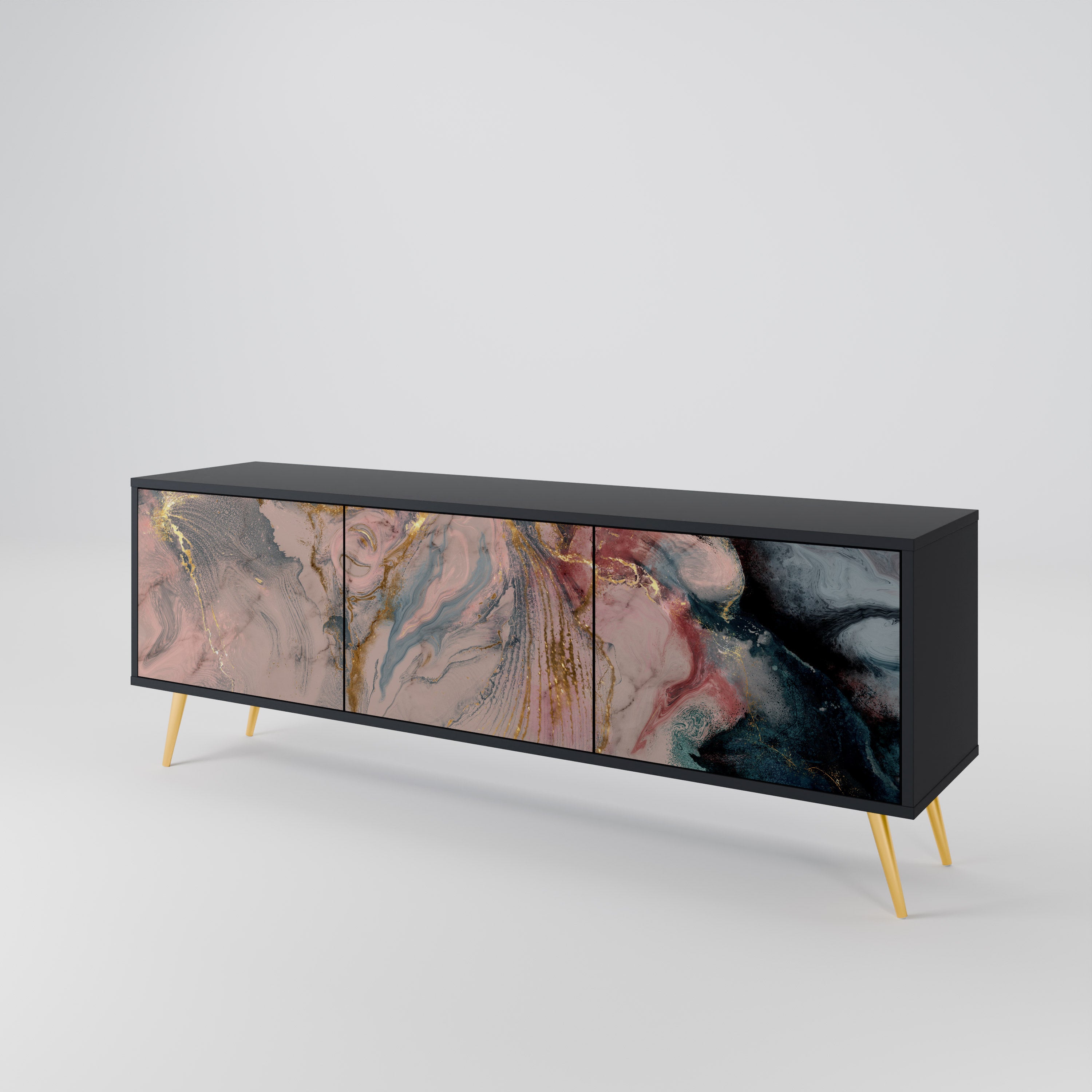 GILDED SWIRLS Szafka RTV 3-drzwiowa korpus Czarny