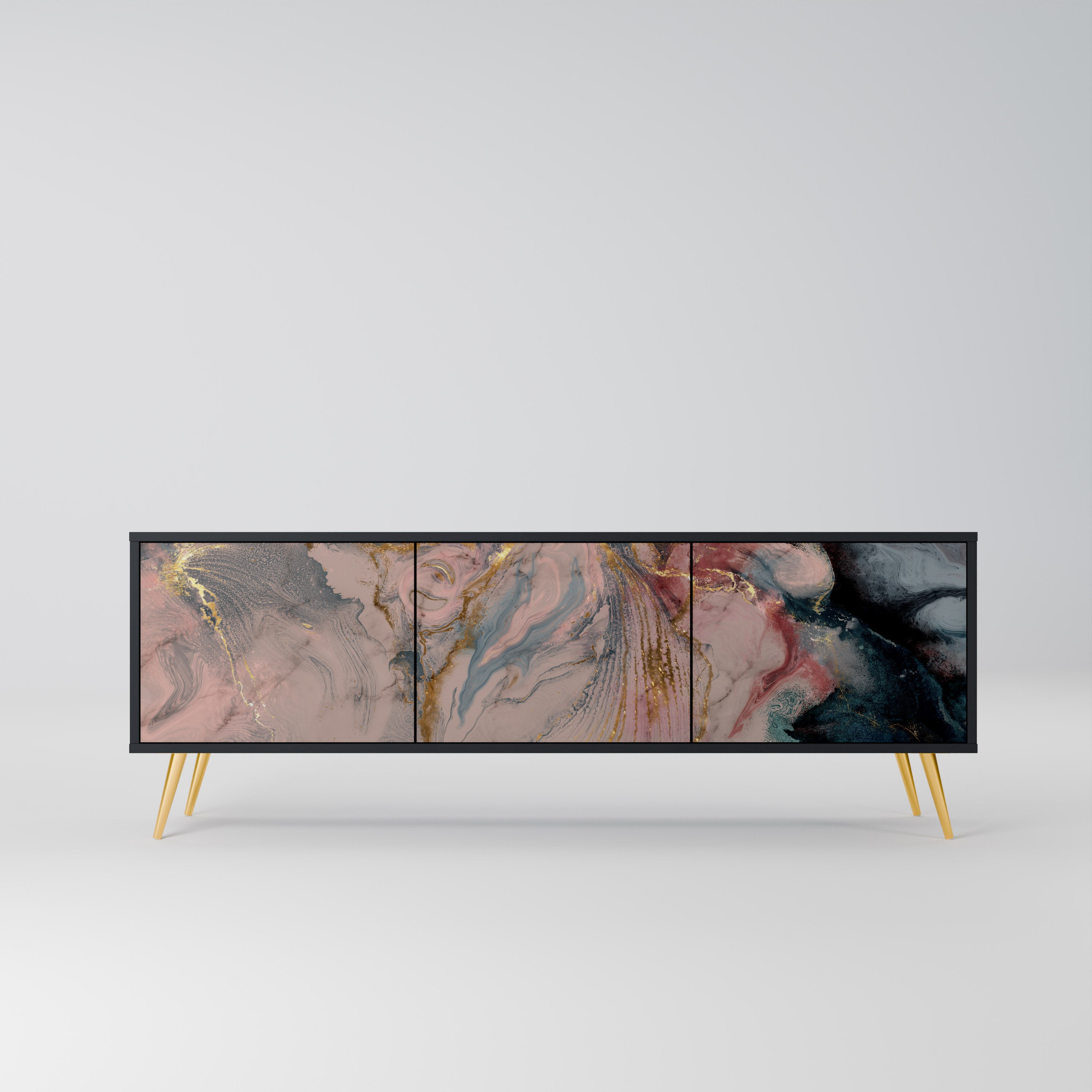 GILDED SWIRLS Szafka RTV 3-drzwiowa korpus Czarny