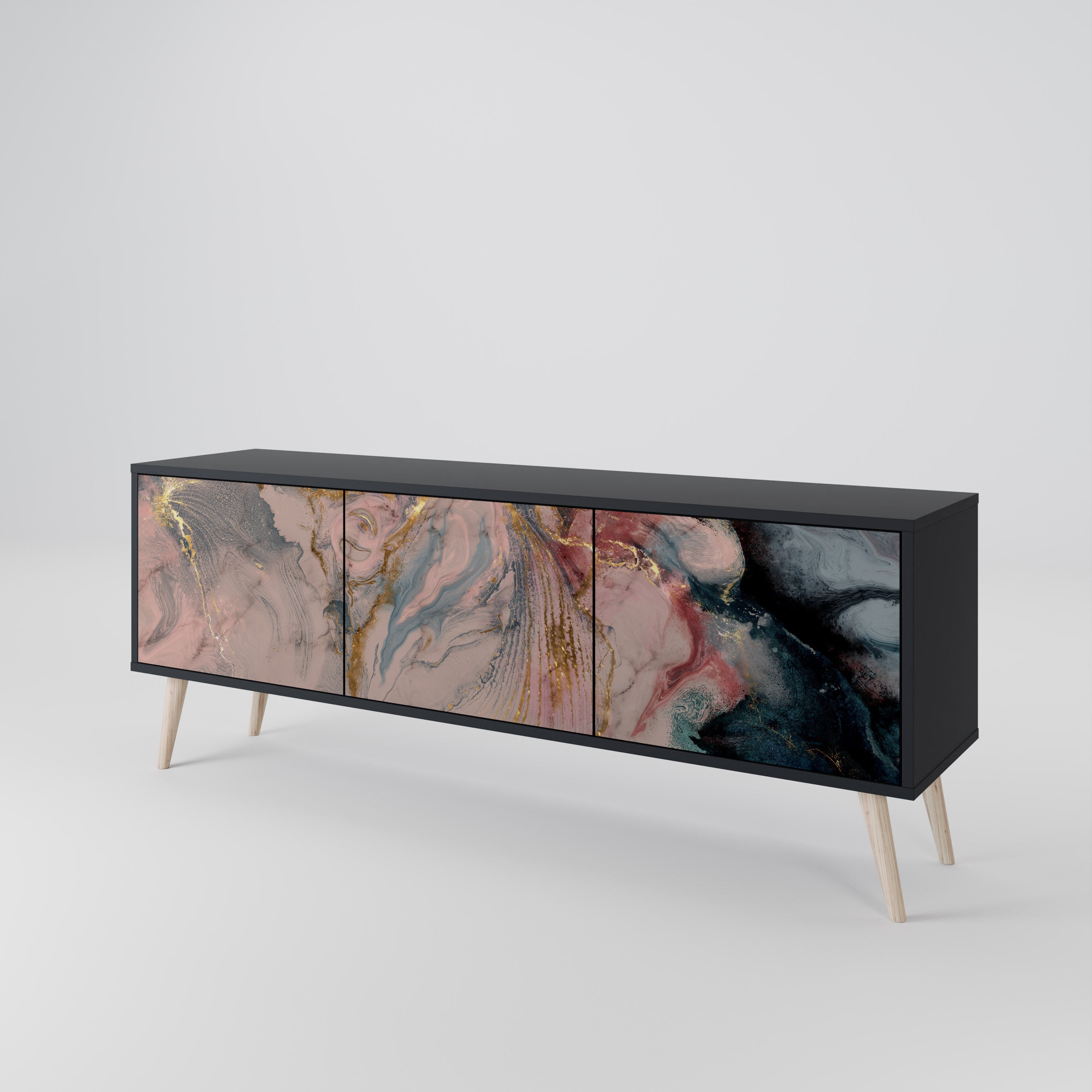 GILDED SWIRLS Szafka RTV 3-drzwiowa korpus Czarny