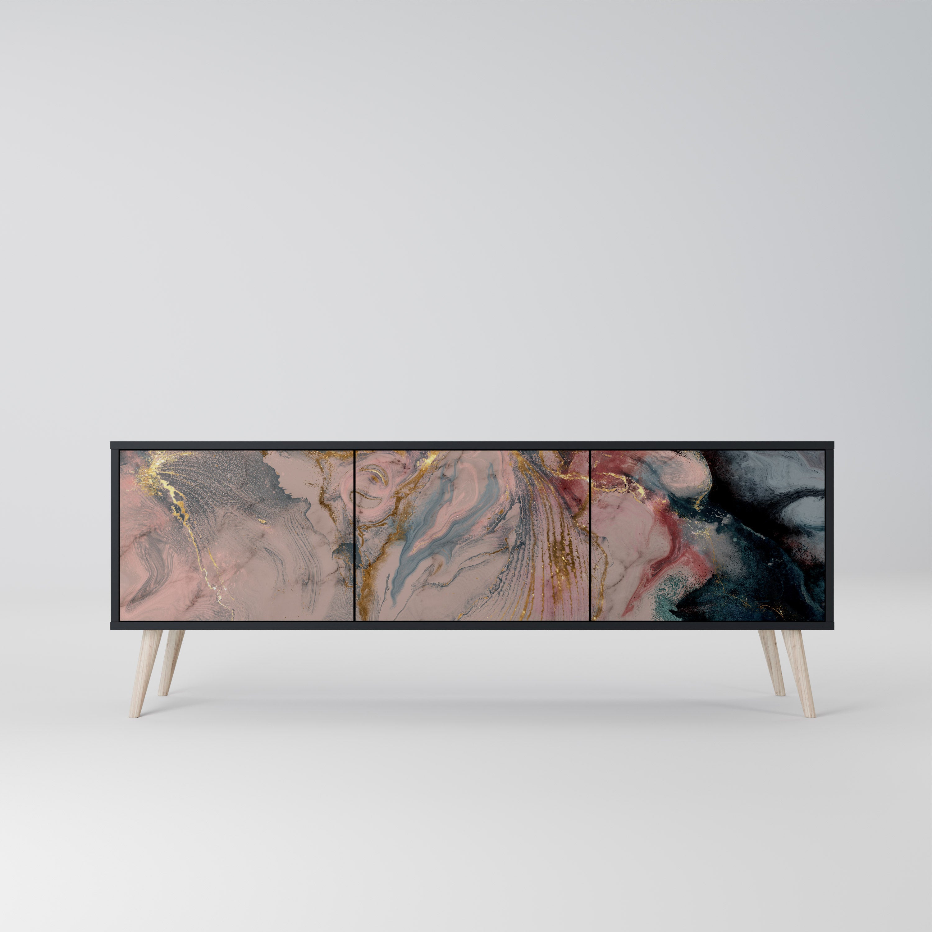 GILDED SWIRLS Szafka RTV 3-drzwiowa korpus Czarny