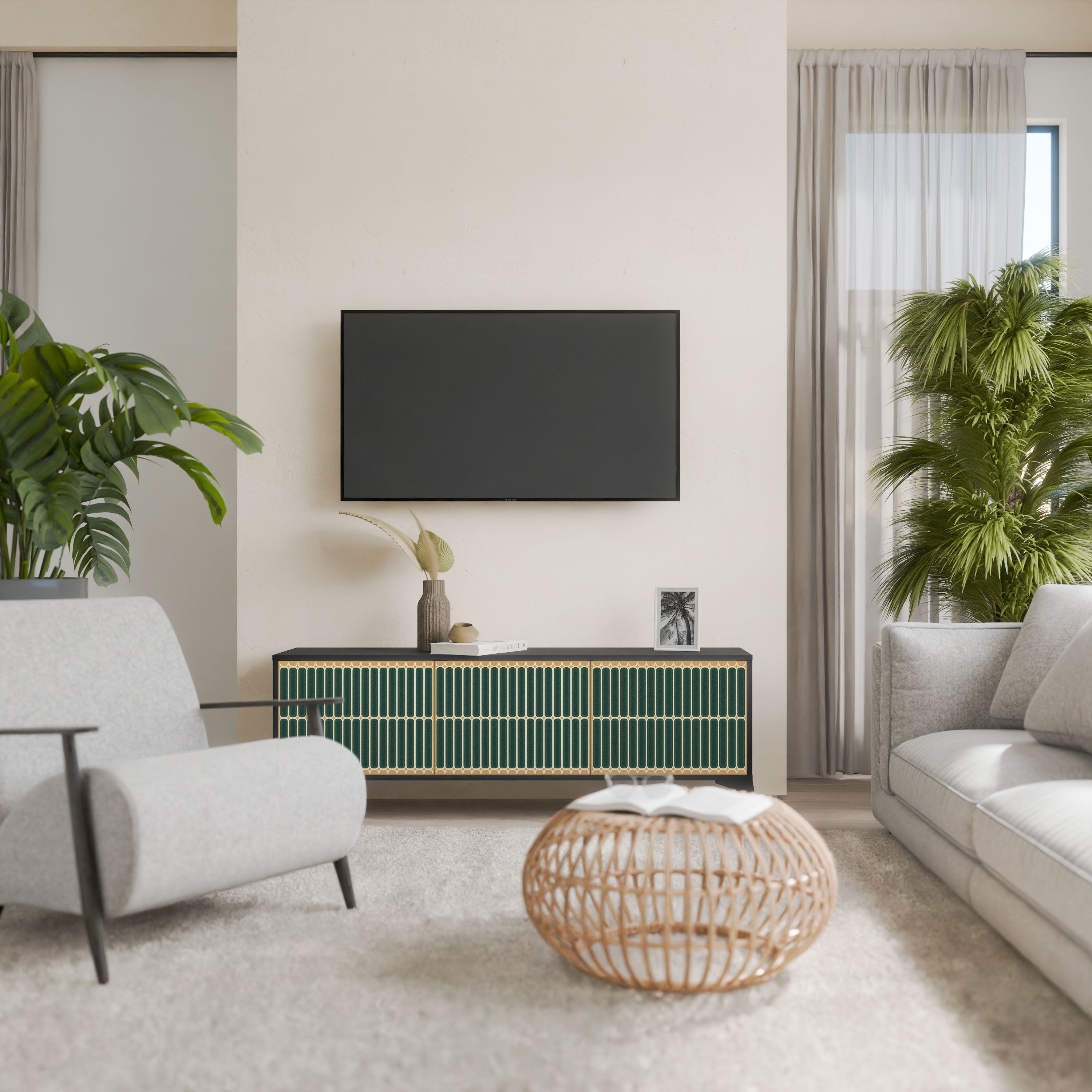 ILUSION GATE Szafka RTV 3-drzwiowa korpus Czarny