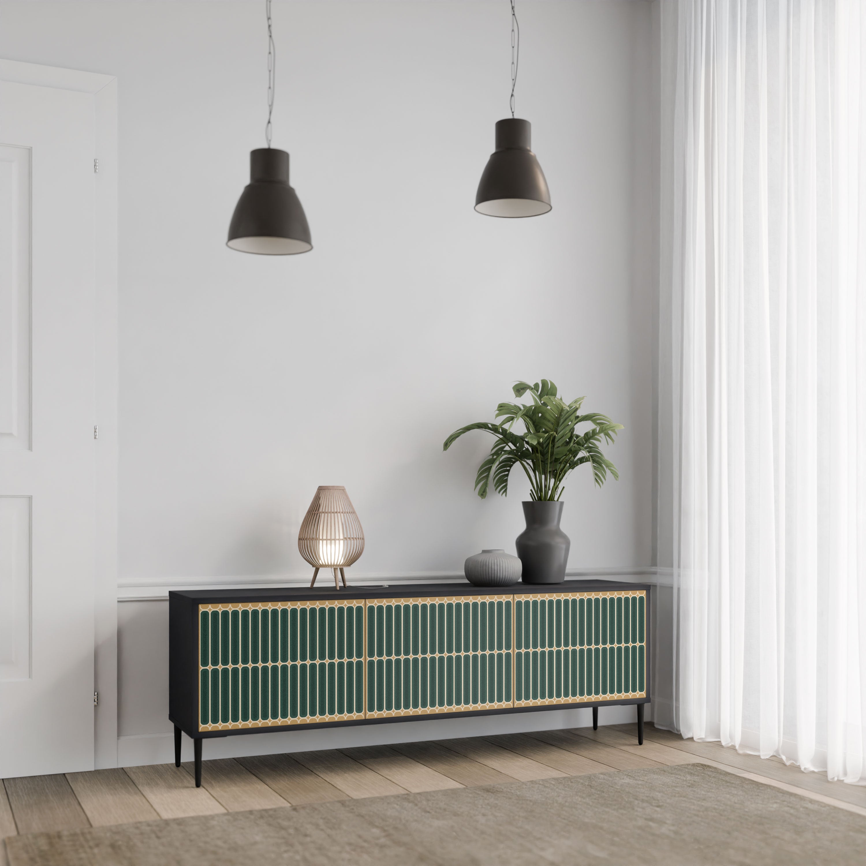 ILUSION GATE Szafka RTV 3-drzwiowa korpus Czarny