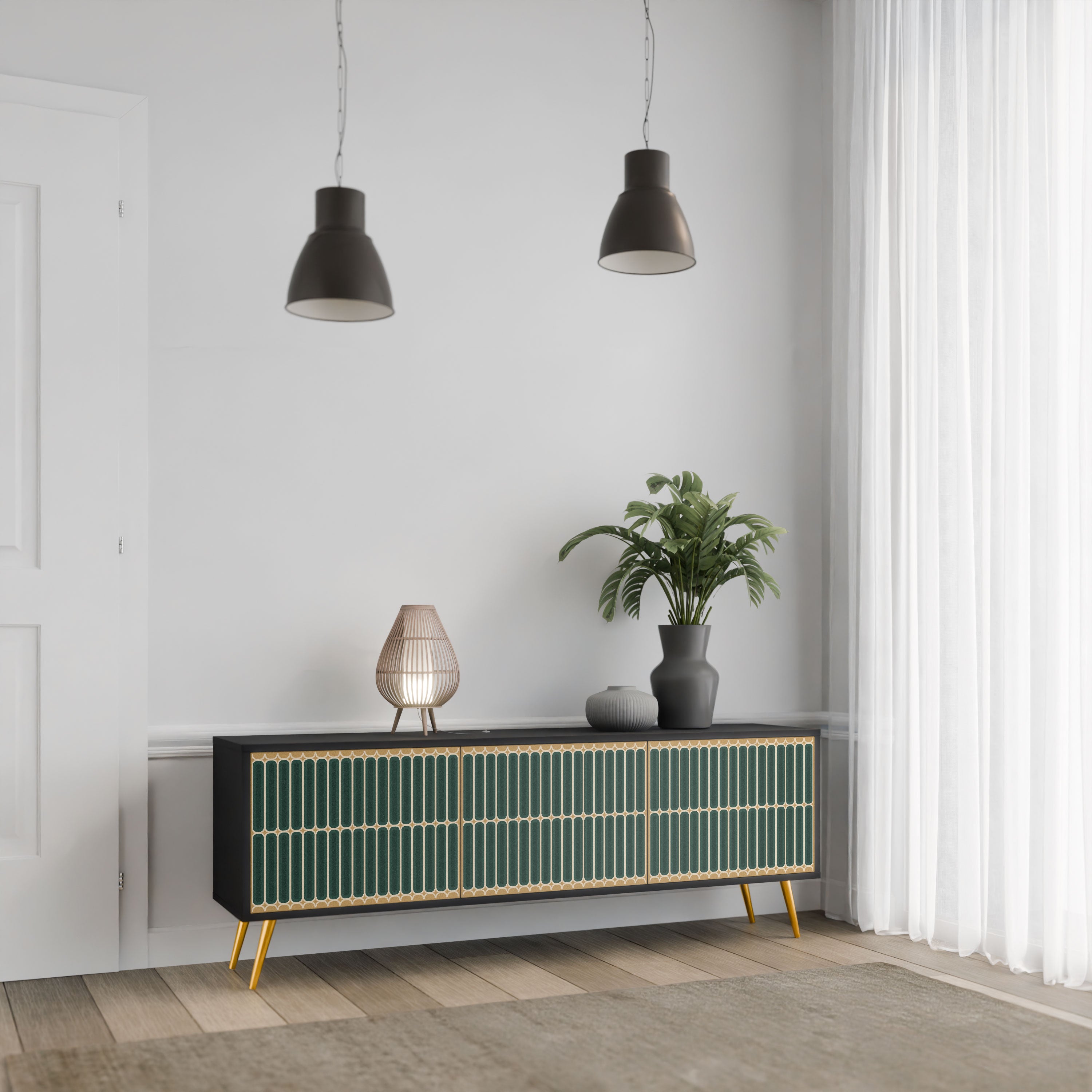 ILUSION GATE Szafka RTV 3-drzwiowa korpus Czarny