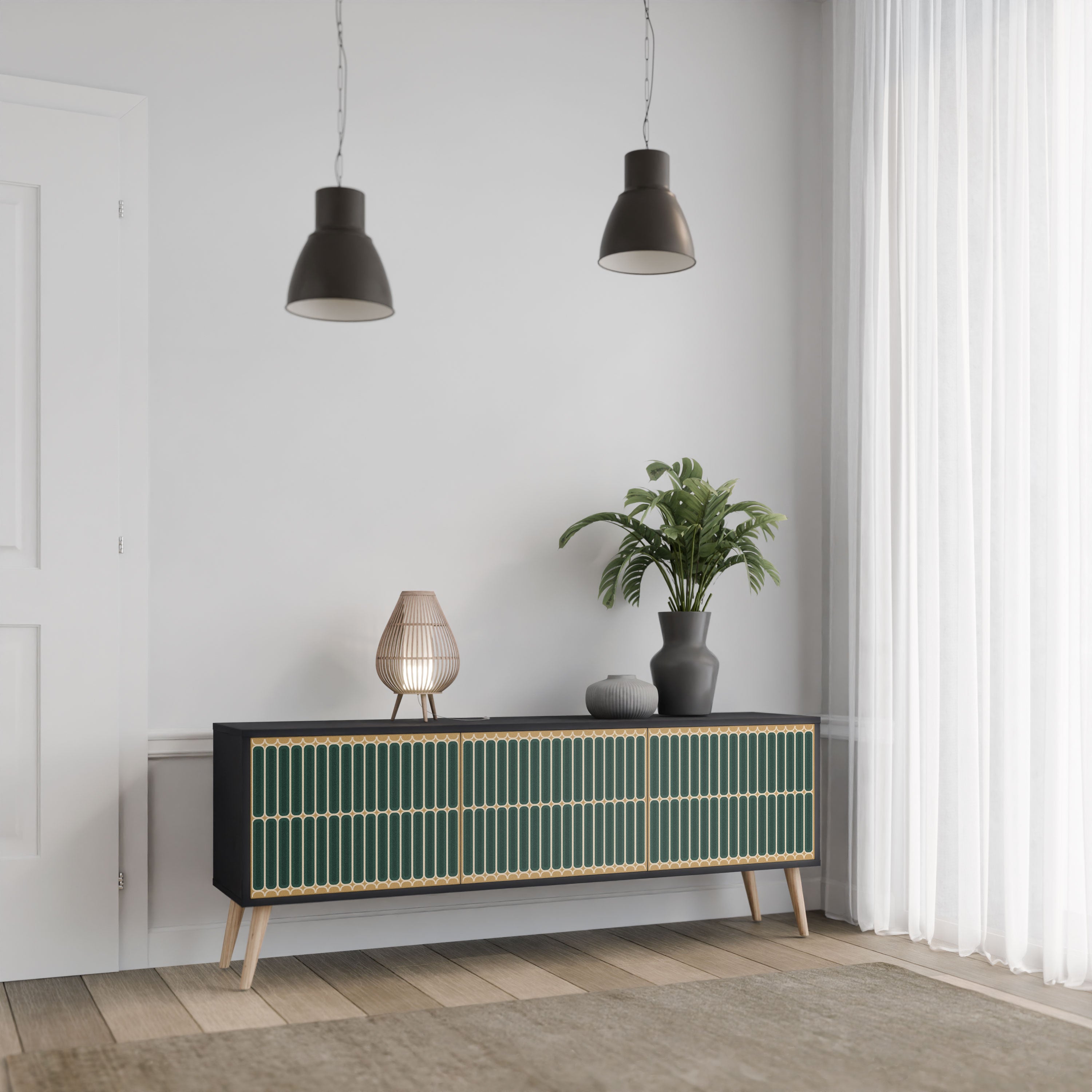 ILUSION GATE Szafka RTV 3-drzwiowa korpus Czarny