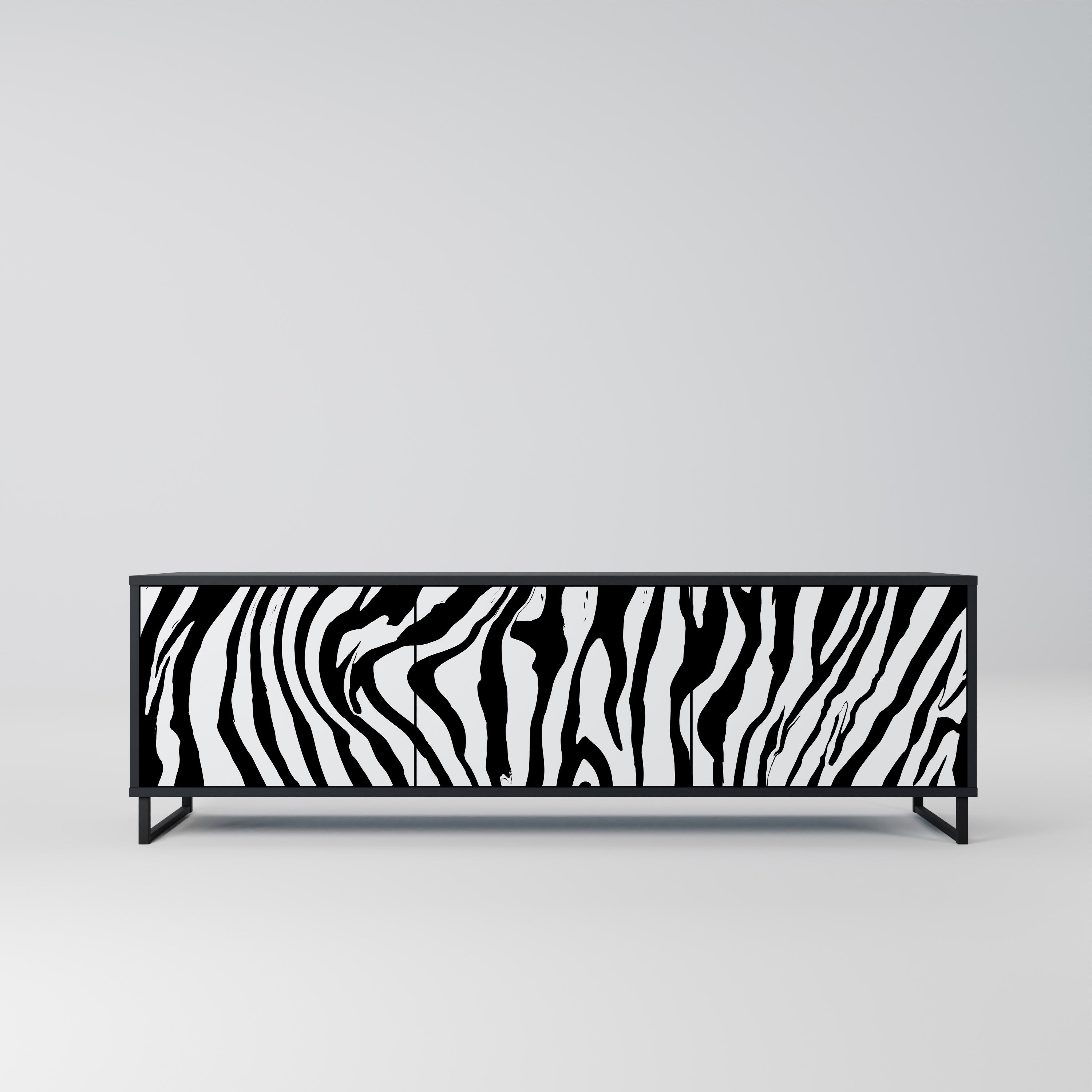 SPLENDID ZEBRA Szafka RTV 3-drzwiowa korpus Czarny